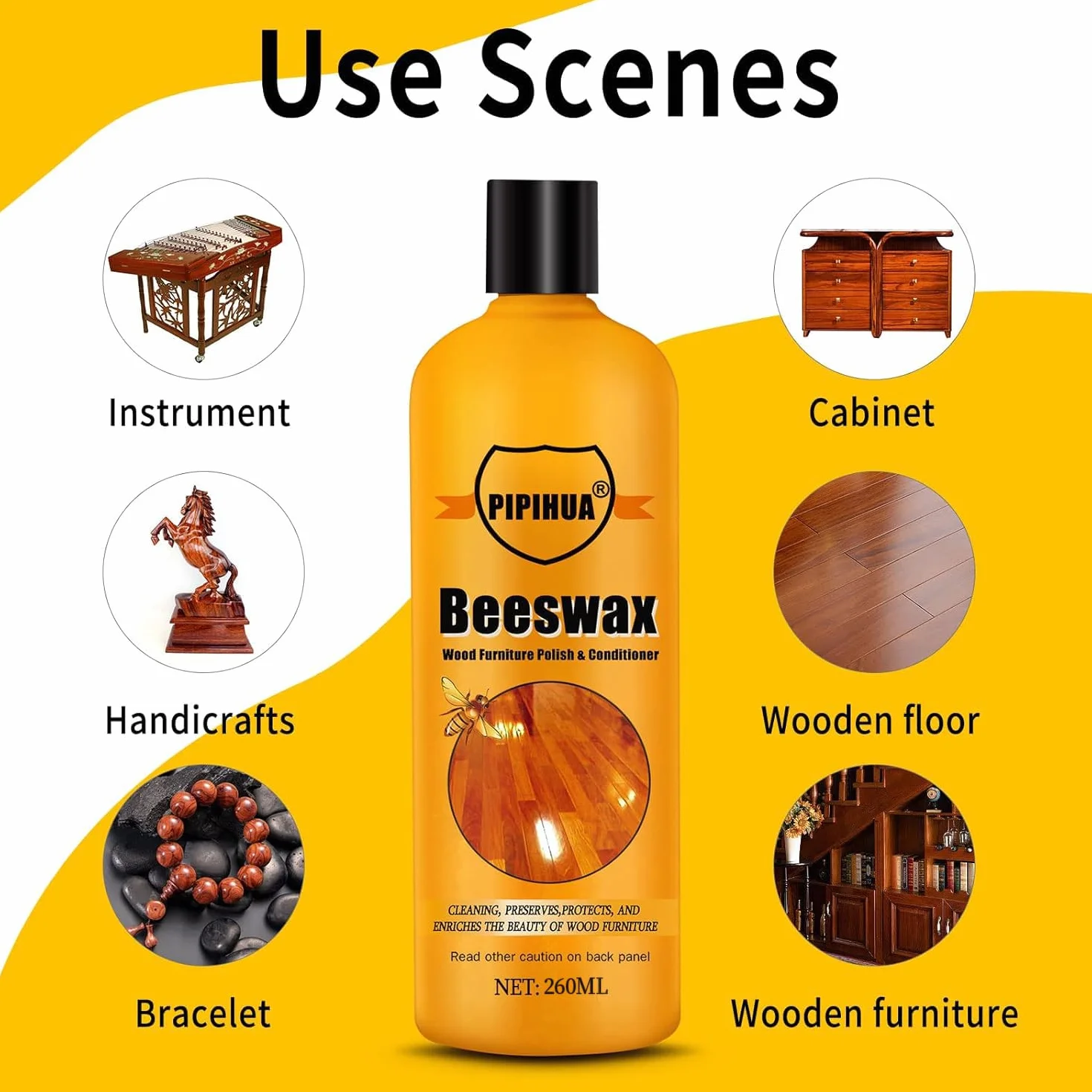 PIPIHUA Beeswax Furniture Polish Wood, naturalny wosk do mebli 260ml