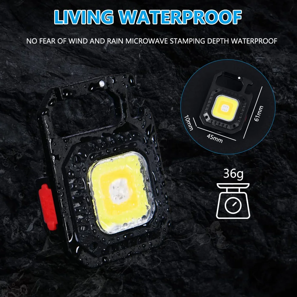 Mini LED Latarka z Brelokiem 2 szt. 800 Lumenów Wodoodporna Magnetyczna Otwieracz do Butelek