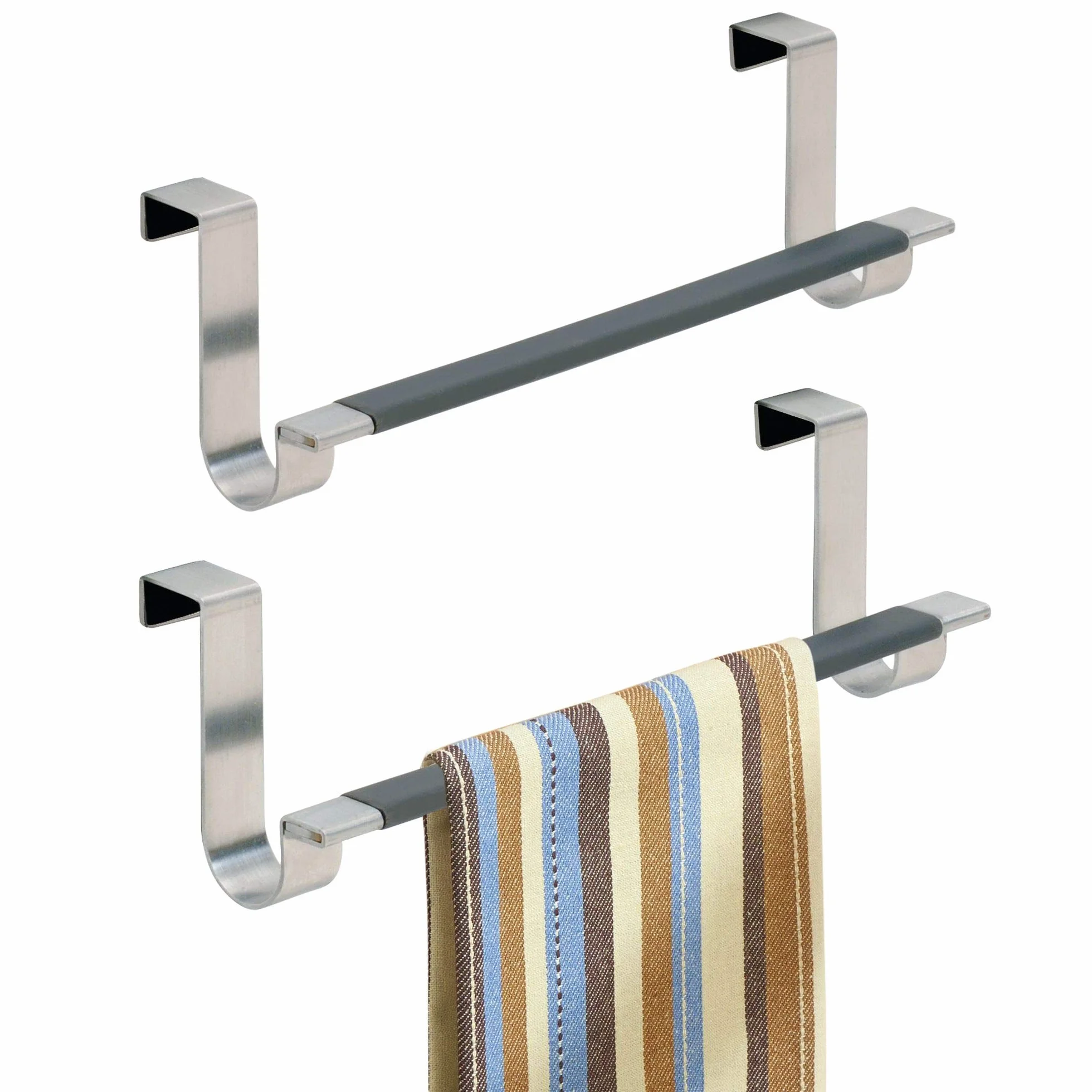 mDesign Uchwyt na r?czniki do r?k nad szafk?, do kuchni, szeroki 23 cm, wieszak na drzwi wewn?trzne / zewn?trzne, do przechowywania, wieszak na r?czniki nad drzwiami, kolekcja Omni, 2 sztuki,