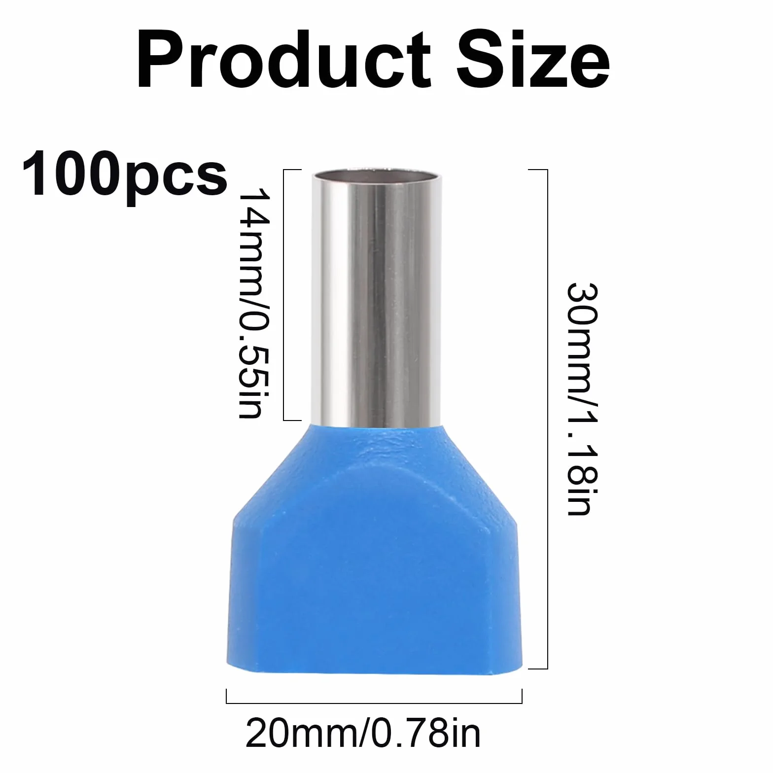 100 sztuk podwójnych tulejek kablowych 16 mm², podwójny zestaw tulejek do końcówek z podwójnymi żyłkami, 2 x 16,0 mm², długie, podwójne 16 mm2, podwójne