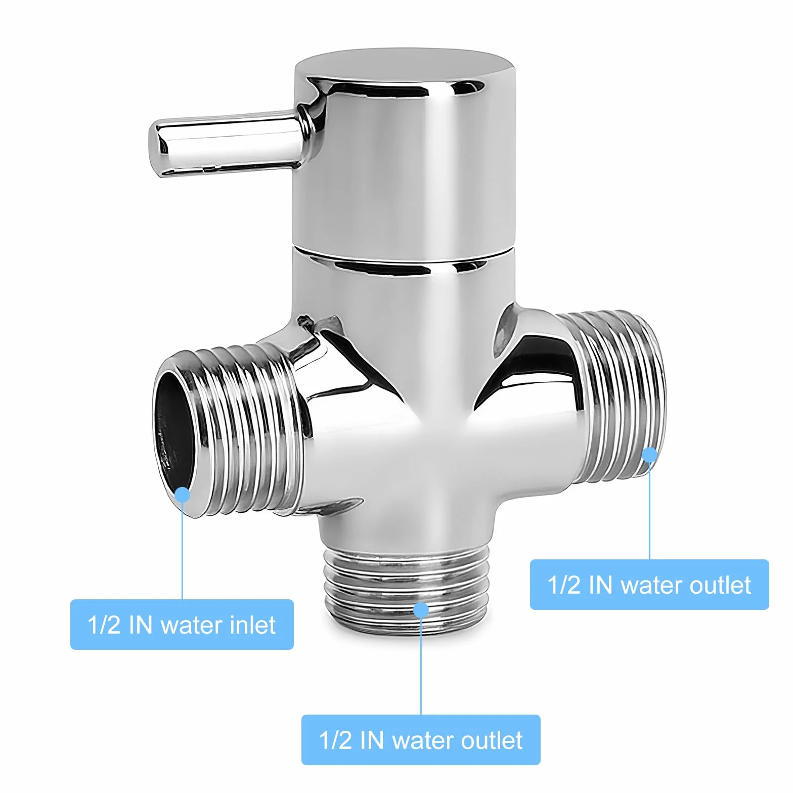 3-drożny zawór przełączający do prysznica G1/2 T-Adapter z mosiądzu chromowany