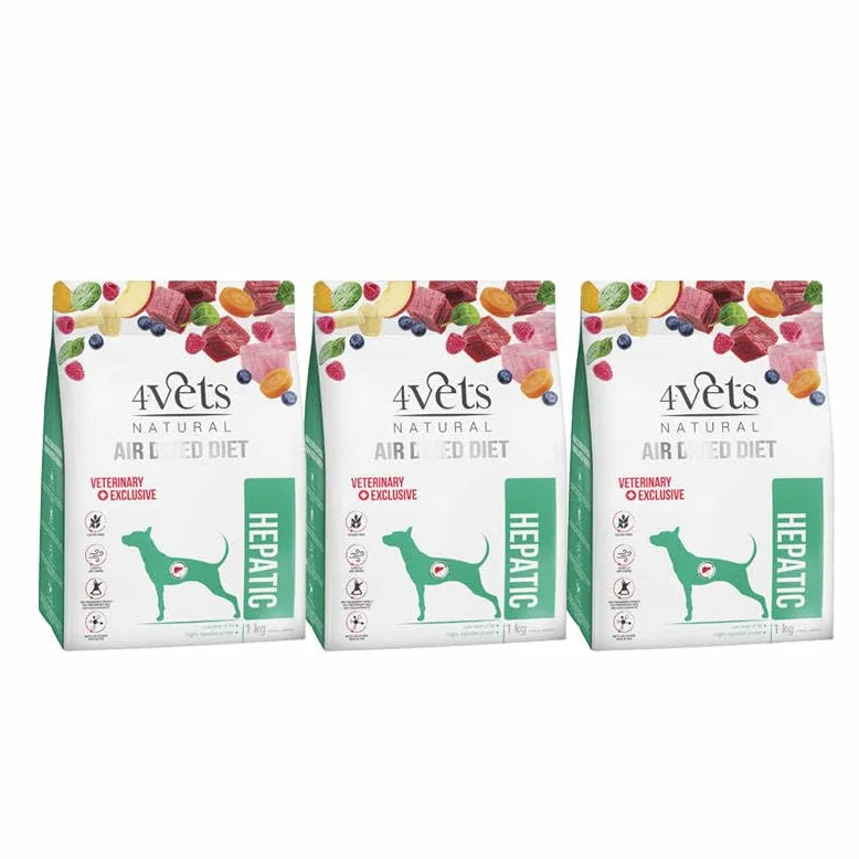4Vets Natural Hepatic karma suszona dla psów z chorą wątrobą zestaw 3 x 1 kg