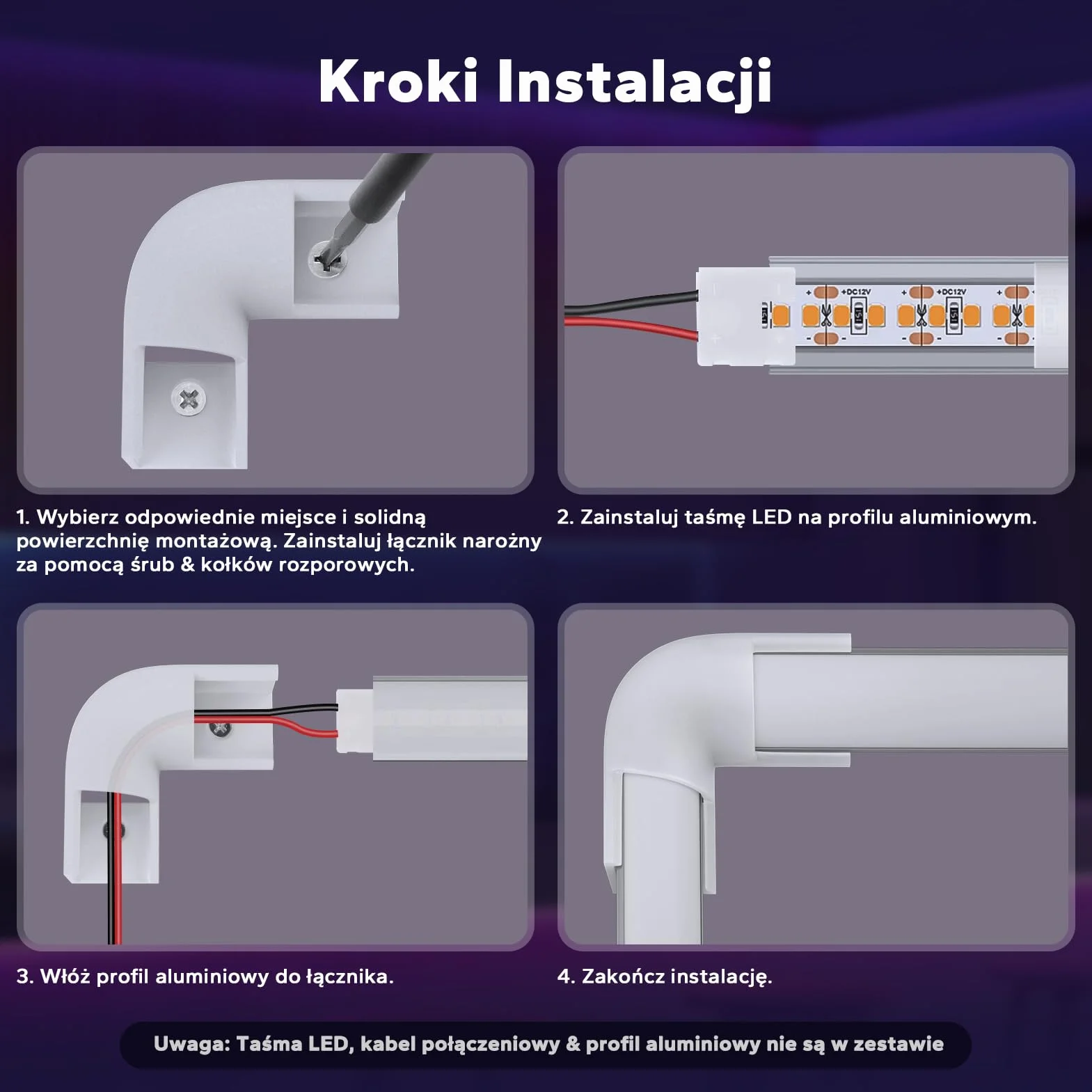HOMMAND Łączniki narożne 90 stopni 10 szt. do profilu LED aluminiowego