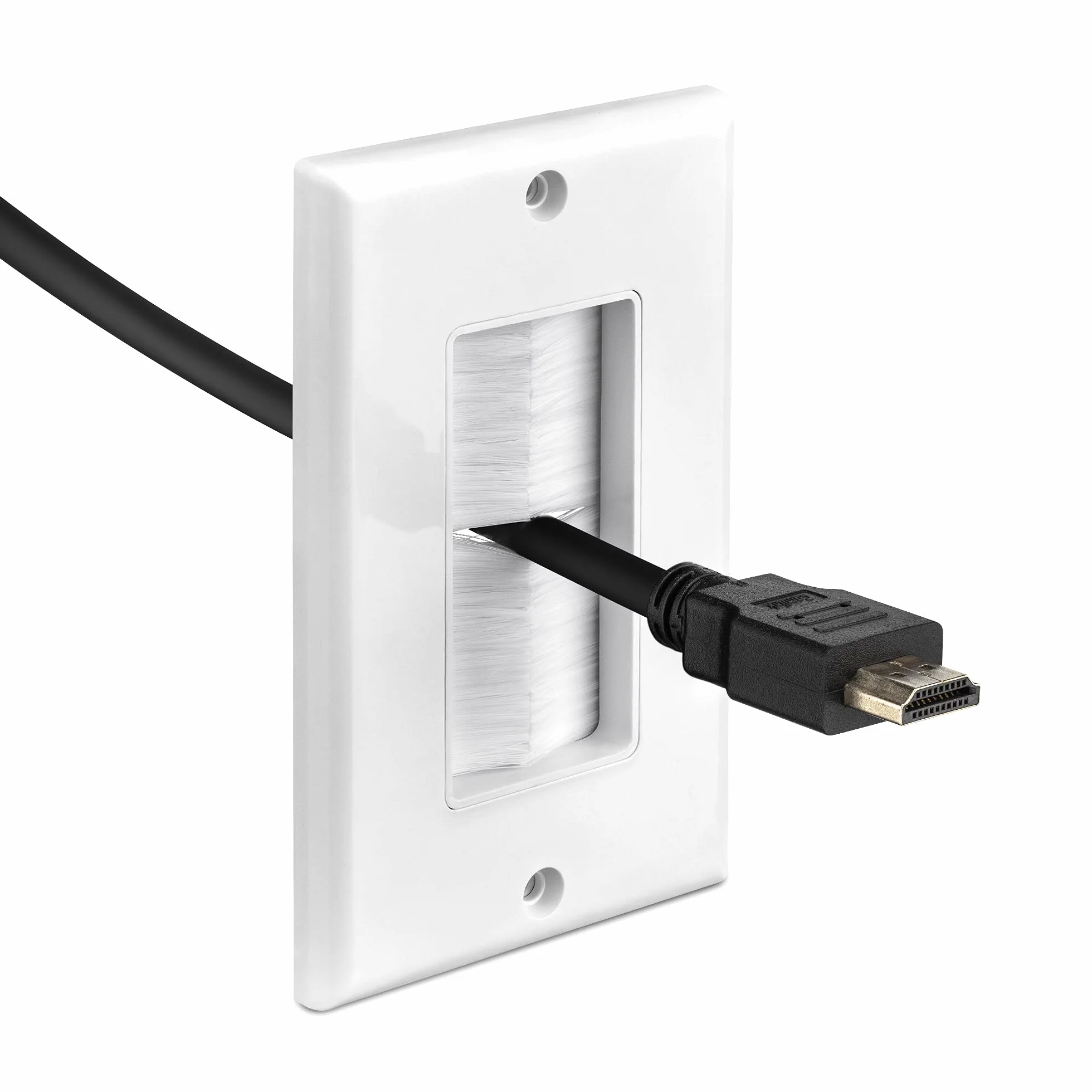 kwmobile Płyta ścienna Szczotka - Zestaw 2 x Przejściówka na kable Wyjście audio - Gniazdo podtynkowe do HDMI Hi-FI HDMI TV