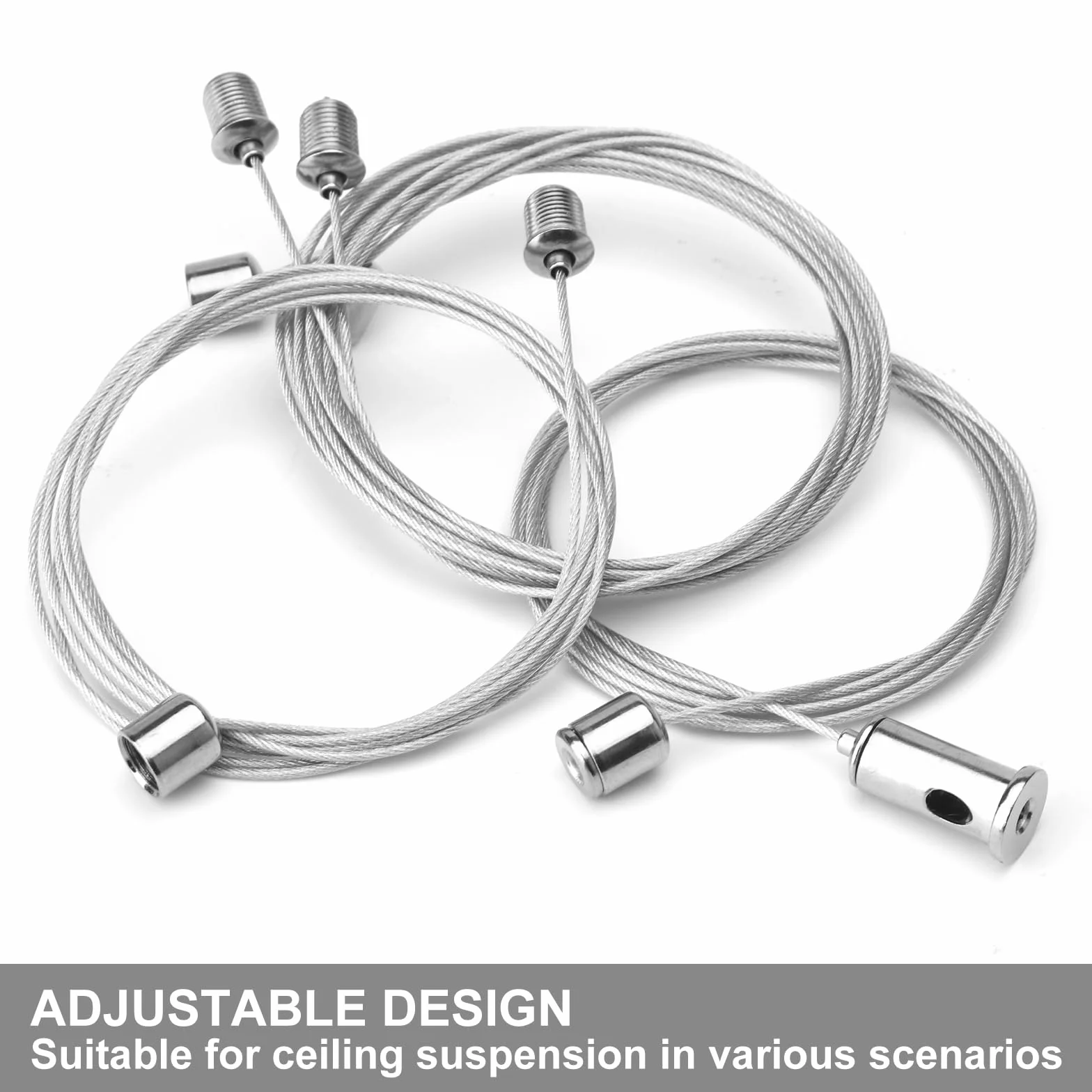 Zestaw 4 zawieszek linowych, 1,5 mm x 2 m, regulowane zawieszenie, linka druciana, napinacz lamp, zawieszenie lampy do paneli LED, sufitu, mocowania zdjęć