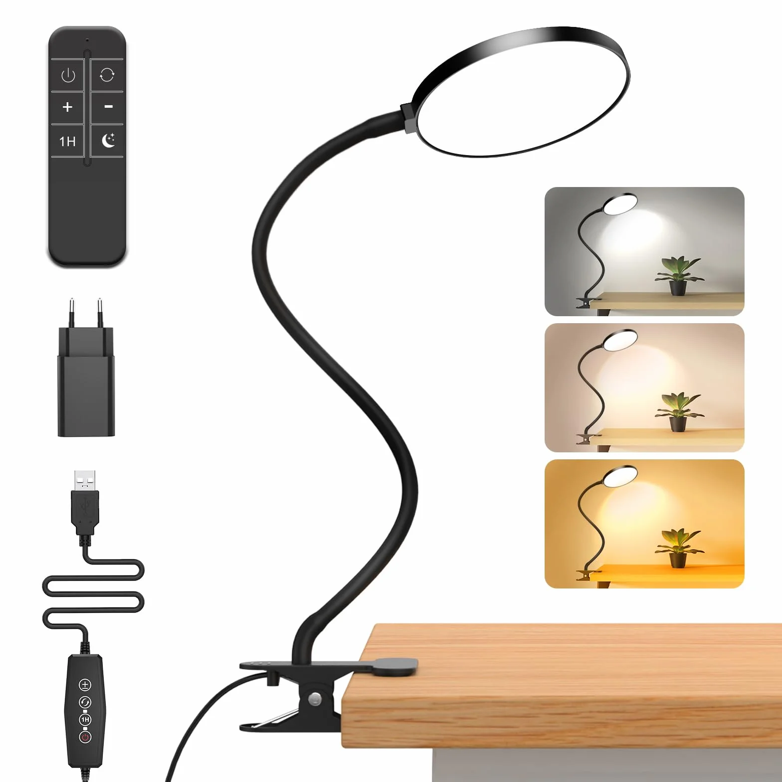 iFalarila Lampka do Czytania 97 LED z Zegarem 10W Ładowarka USB Zacisk 5M