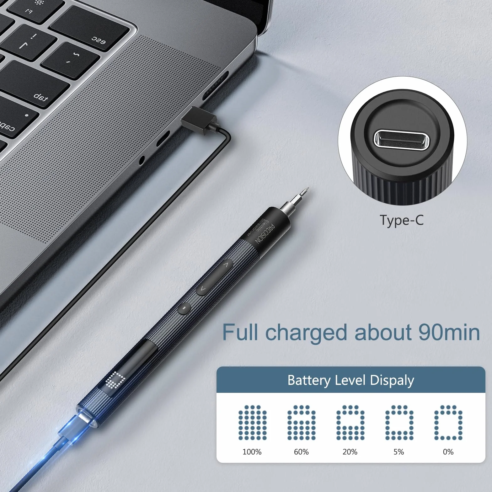 Precision Power Screwdriver, precyzyjny śrubokręt elektryczny, 50 IN 1 mini wkrętarka elektryczna z 40 końcówkami, wkrętarka akumulatorowa z lampką LED do telefonu, zegarka, laptopa