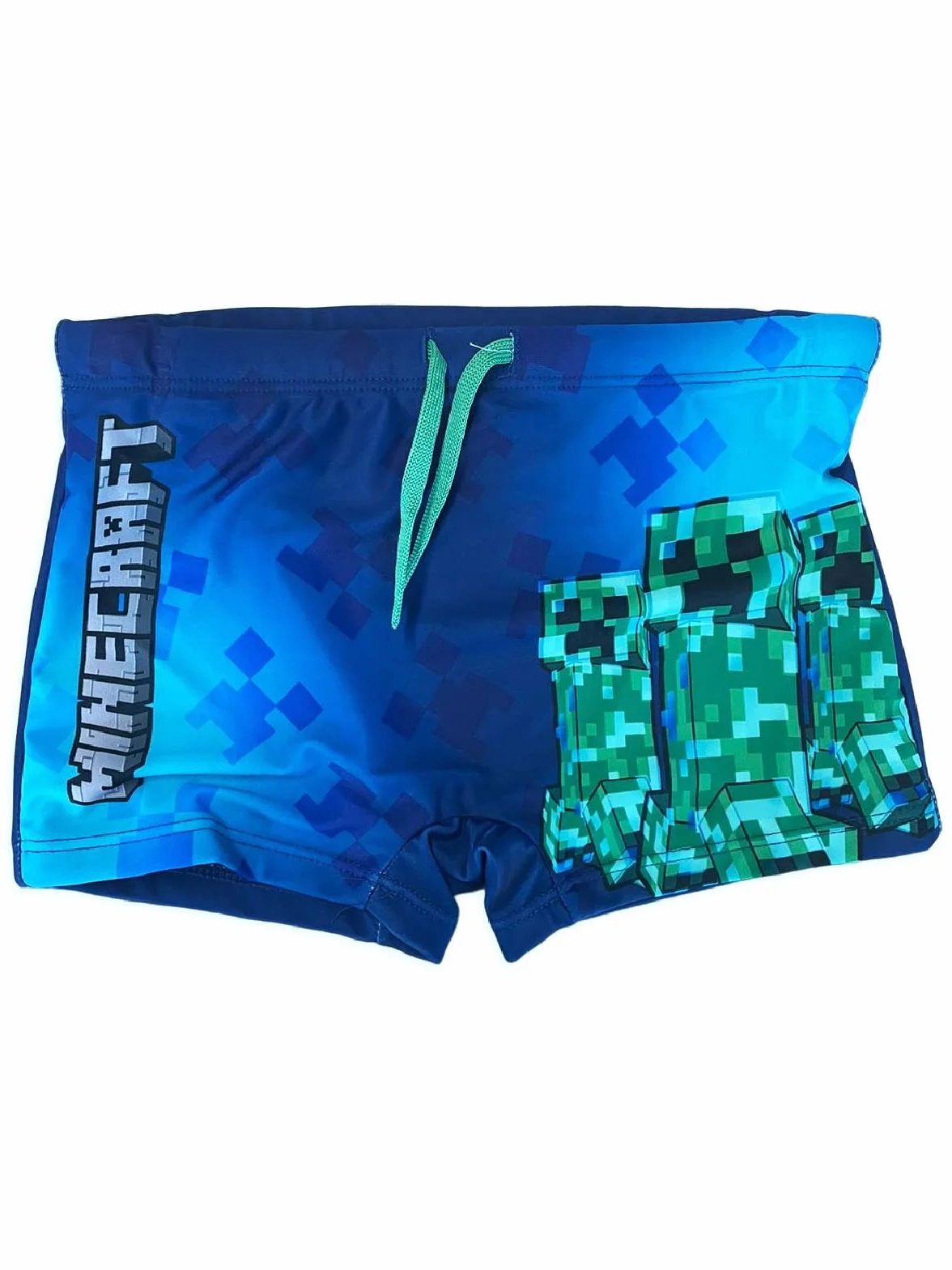 Moda UK Dziennik Kostium Minecraft. Model 3 Pęknięta. Bokser morze Poliester. Spodenki morskie dla dziecka chłopca. (niebieski niebieski)