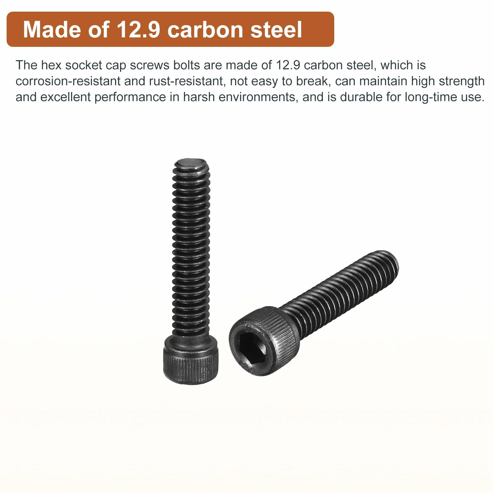 Śruby z łbem cylindrycznym 1/4-20x1-1/4" 25 sztuk 12.9 stal stopowa czarny tlenek gwint UNC