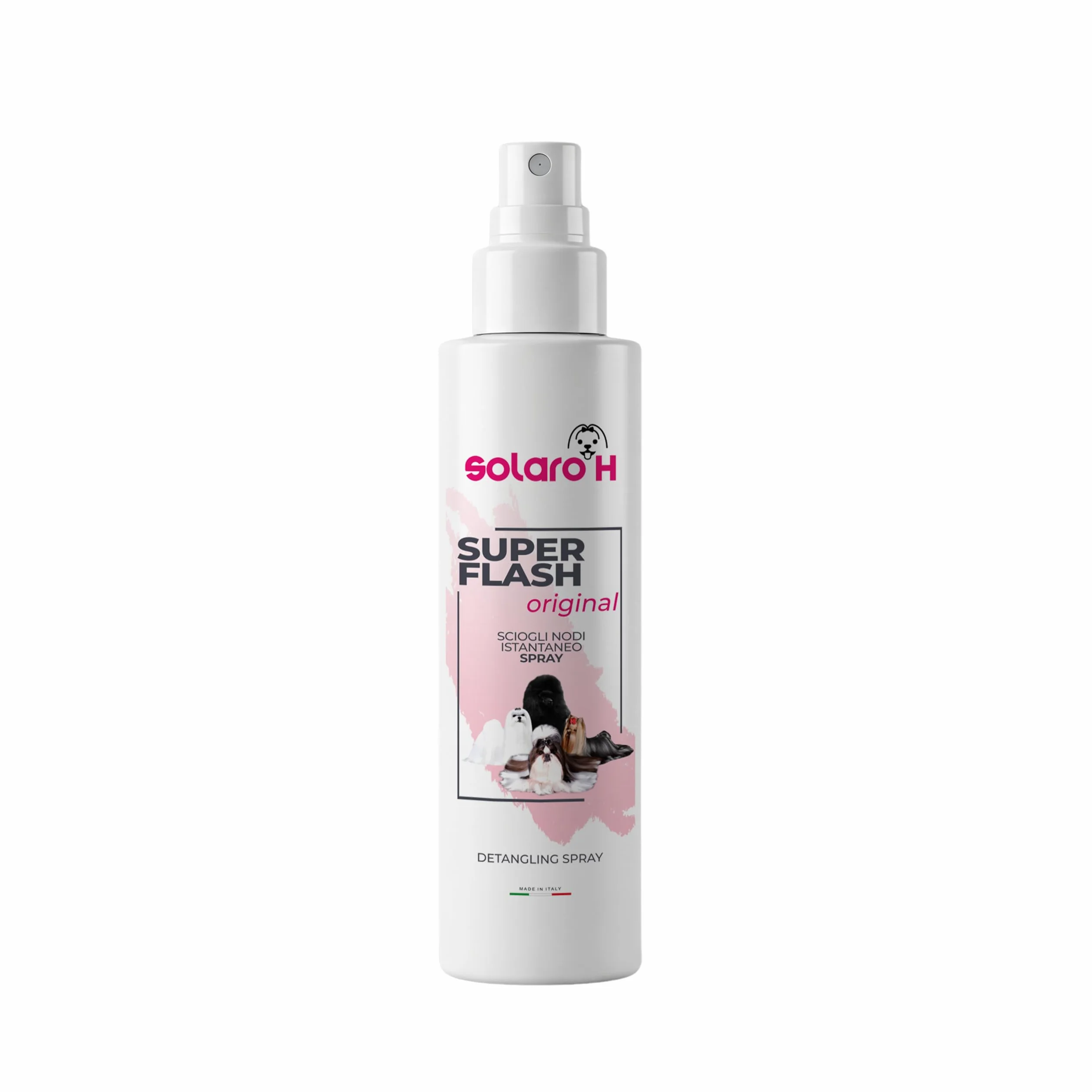 Solaro H Super Flash spray rozplątujący 250 ml, delikatna pielęgnacja futra, pomoc w czesaniu, rozplątywanie węzłów, rozplątywanie – Made in Italy