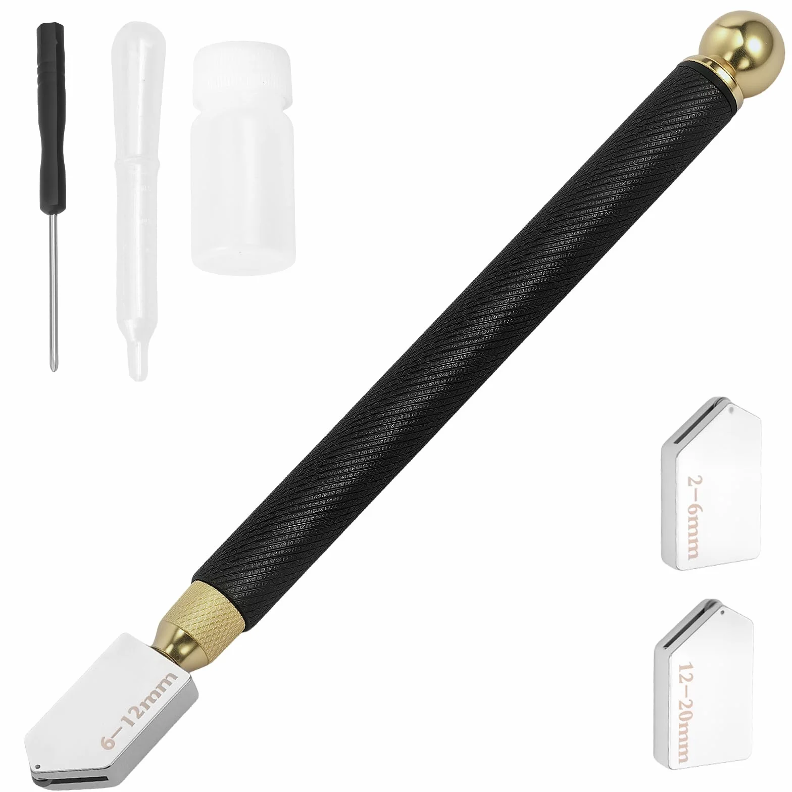 Przecinak do szkła z głowicą tnącą 2-20 mm, nóż do cięcia szkła do grubych szyb okiennych, ostry nóż do szklanych butelek, zestaw z antypoślizgowym uchwytem, narzędzie do cięcia szkła, do luster,