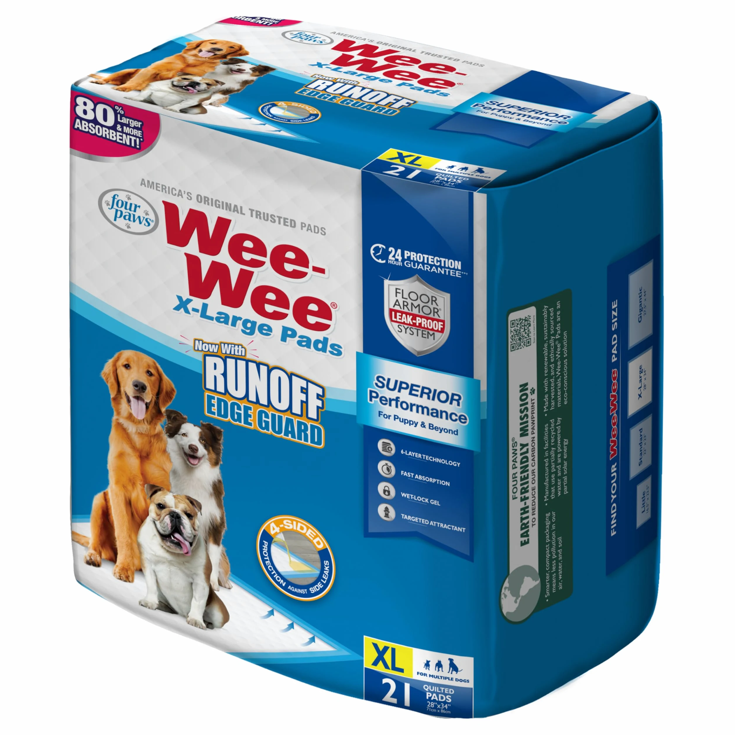 Four Paws Wee-Wee ochraniacze na siusiu dla psów i szczeniąt l Gigantic, XL, standardowe i małe, chłonne, do treningu szczeniaków, szczelna, 6-warstwowa technologia, gwarantowana 24-godzinna ochrona