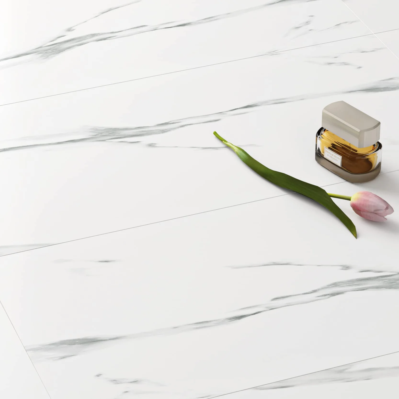 FunStick Samoprzylepna podłoga PCV Marble Look White 30×60CM 5 sztuk Płytki samoprzylepne Łazienka Płytki podłogowe Naklejki Kuchnia Winylowe płytki podłogowe Samoprzylepne marmurowe podłogi