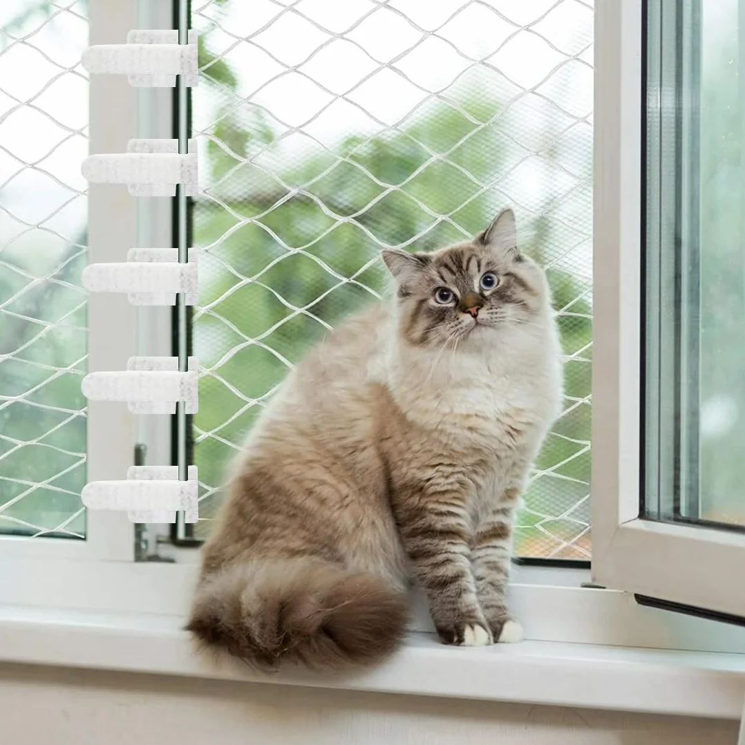 50 sztuk 3M Zewnętrzne haczyki samoprzylepne, mocowanie siatki balkonowej dla kotów bez wiercenia, siatka ochronna dla kota, na balkon, bez wiercenia, model 3M (biały)