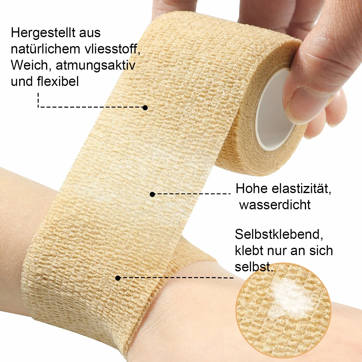 Samoprzylepny opatrunek, 8 rolek 5 cm x 4,5 m, materiał opatrunkowy, rolka elastyczna bandaż mocujący, bandaż samoprzylepny, do uprawiania sportu i pierwszej pomocy, dla psa, konia, (czarny)