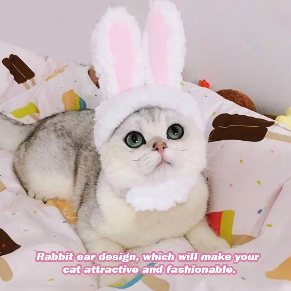 Bunny Hat, śliczny Kostium Pluszowy Kapelusz Królika dla Kotów i Małych Psów Kostium Imprezowy Halloween Akcesoria Nakrycia Głowy