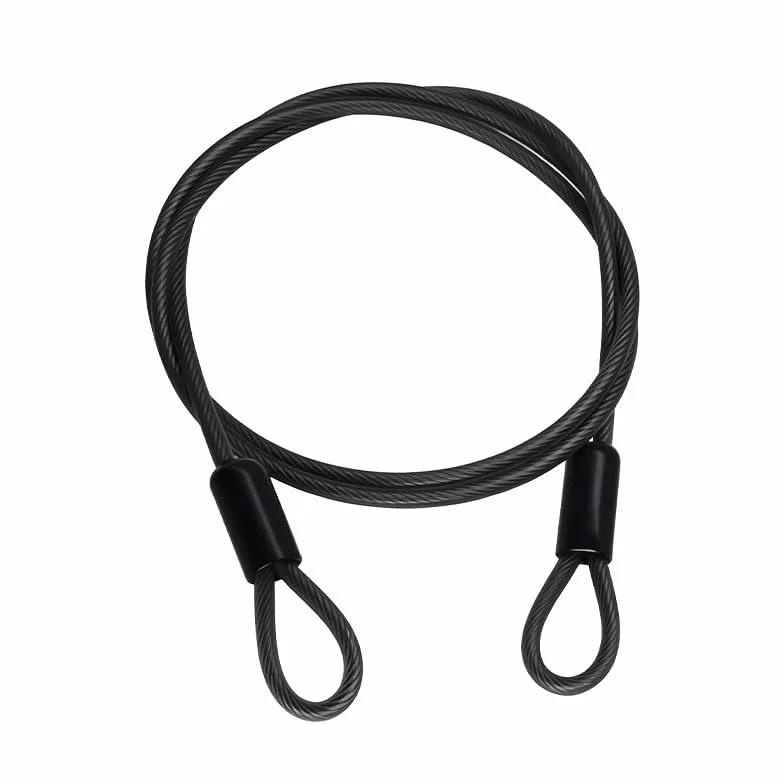 Security Steel Cable 1PCS 2,5 mm x 1,5 m/4,92 ft Black Double Loop Security Chain Coated Luggage Lock Chain Lanyard Lock for Outdoor Bike