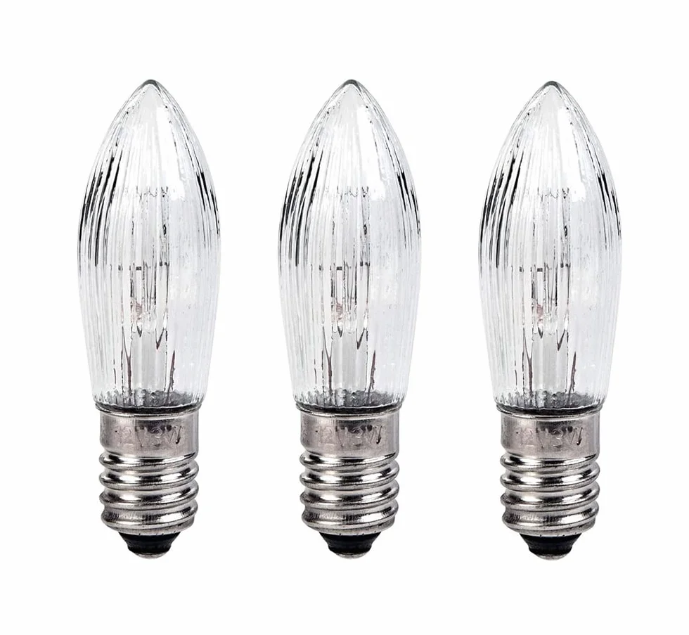 ShuoHui Żarówka E10 16 V/3 W 2700 K świeca ryflowana (3 szt.)