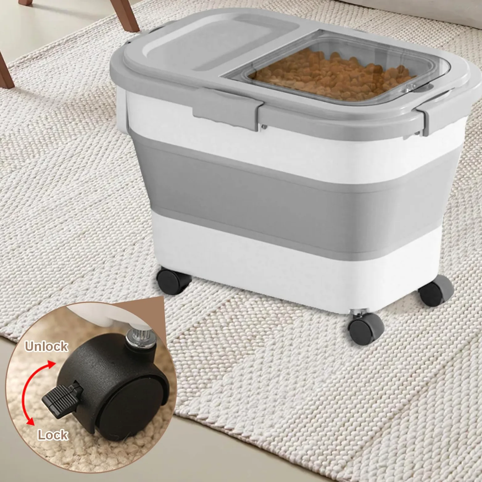 Pojemnik na karmę dla psów składany z kółkami 7-10 kg
