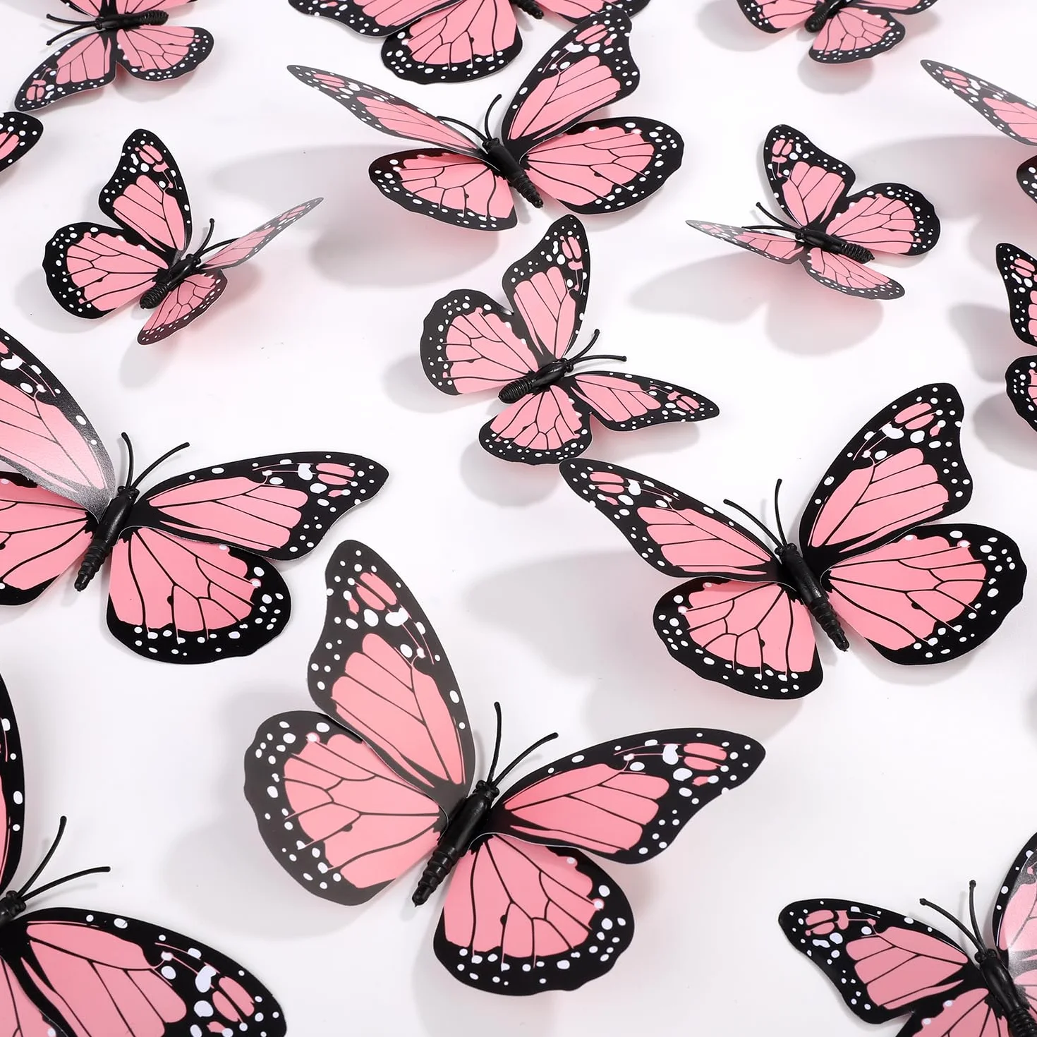 Magnesy Motyl Monarcha 24 Szt. Sztuczny Dekoracje Naklejki Scienne 3D Naklejka do Rzemiosla Sciany (Rózowy)