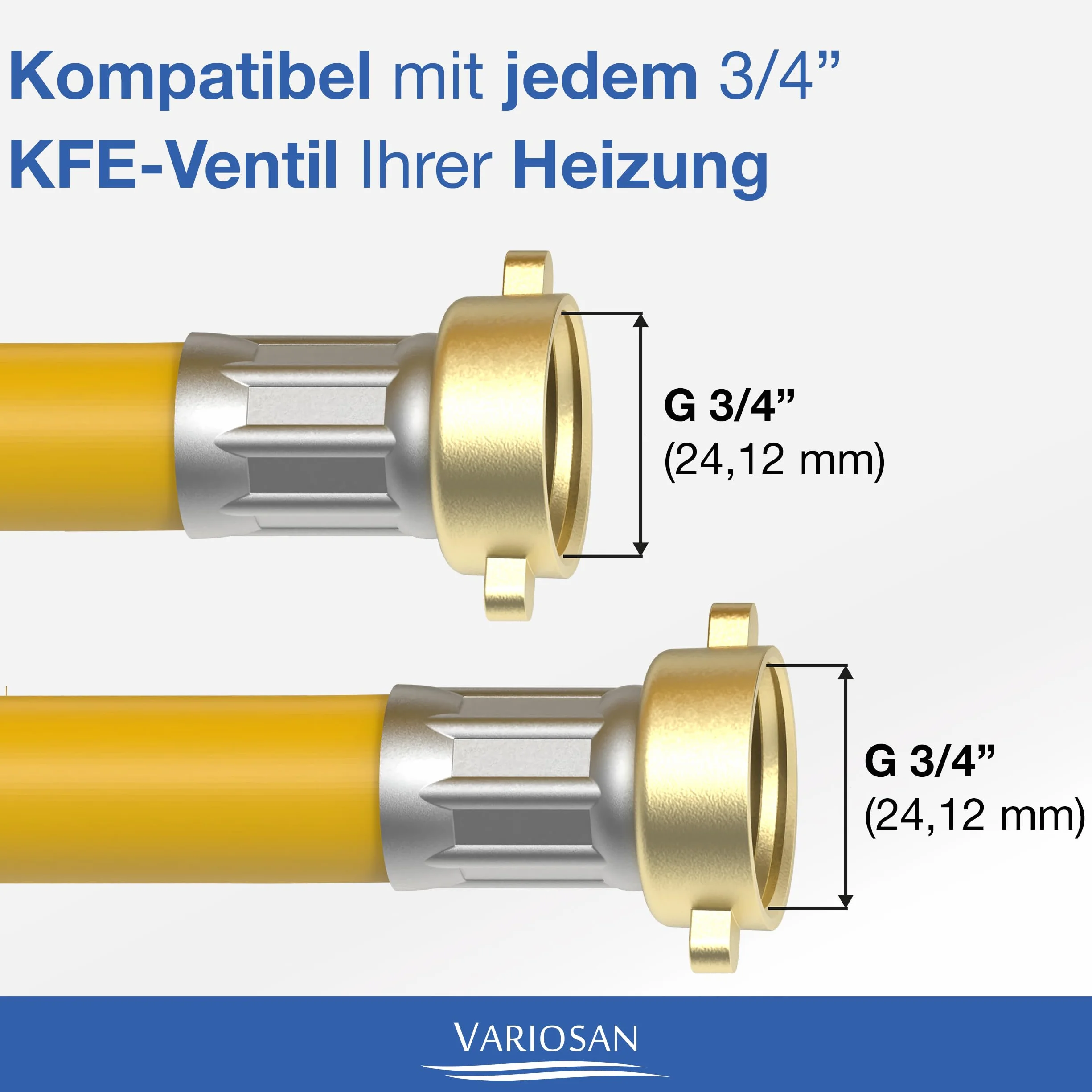 VARIOSAN Wąż napełniający do ogrzewania 3/4" 5,00 m 15 bar żółty