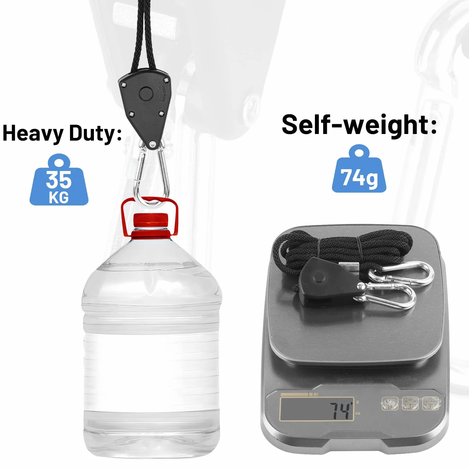 LALAGO 8 Stück Ratchet Hanger,Einstellbare Seil Seilhaken Ratsche Seilratsche 2M,1/8 Zoll Seilaufhänger Seilzugratsche Ratschenseil für Pflanzenventilator Licht Zimmerpflanzen