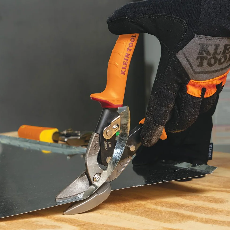 Klein Tools Nożyce do cięcia po lewej stronie, nożyce do cyny lotniczej z kutym ostrzem do precyzyjnego cięcia blachy