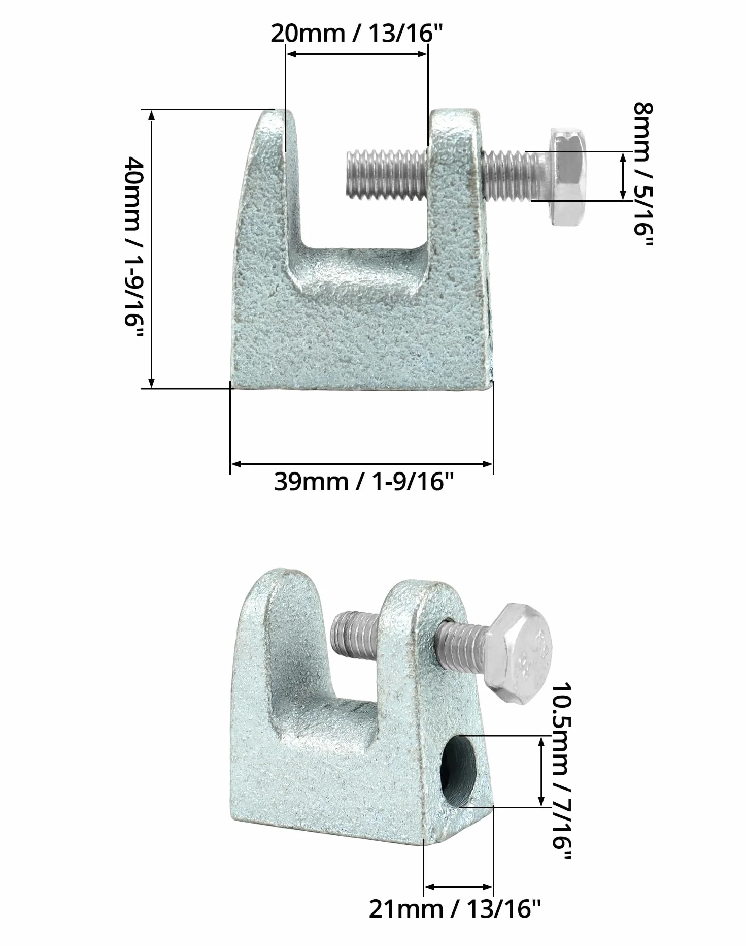 QWORK® 12 sztuk zacisk belki, zacisk na rąbek stojący, stal ocynkowana, M8 (8mm), do budowy mostów, budownictwa