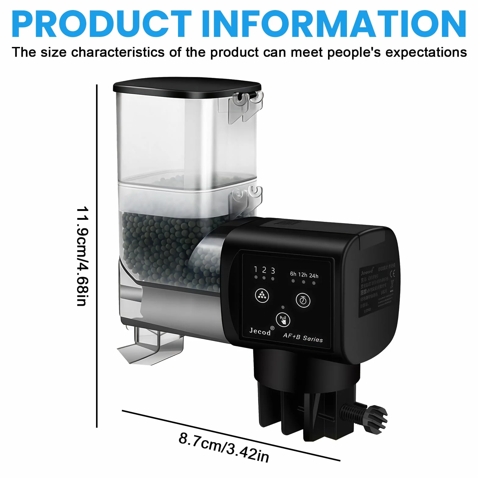 Automatyczny karmnik dla ryb: automatyczny karmnik dla ryb 250 ml, regulowany karmnik dla ryb, karmnik dla ryb do granulatu i pasków, do akwariów, grubość szkła poniżej 1,5 cm