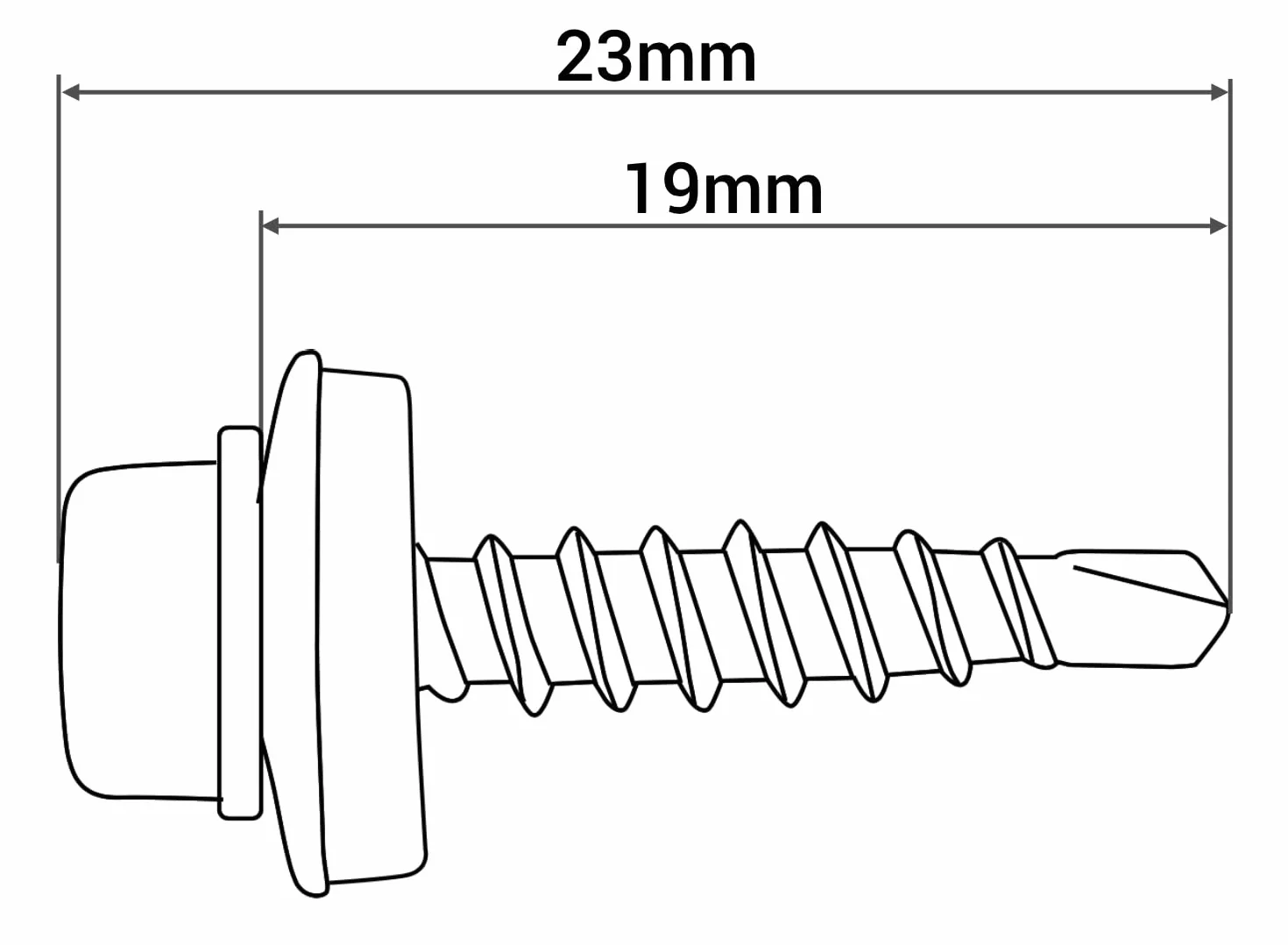 SKIR'CO (25 szt.) Wkręty dekarskie, łeb sześciokątny, wkręty samowiercące malowane 4,8 x 19 mm z podkładkami EPDM (szary antracytowy RAL 7016)