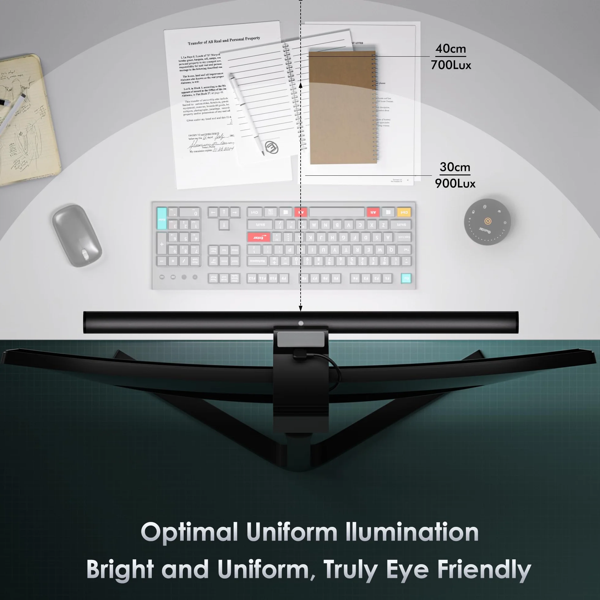 Quntis 42,5 cm lampa monitora z podświetleniem i pilotem zdalnego sterowania, zakrzywiona listwa oświetleniowa do monitora z automatycznym ściemnianiem, lampa ekranowa, lampa biurowa do komputera