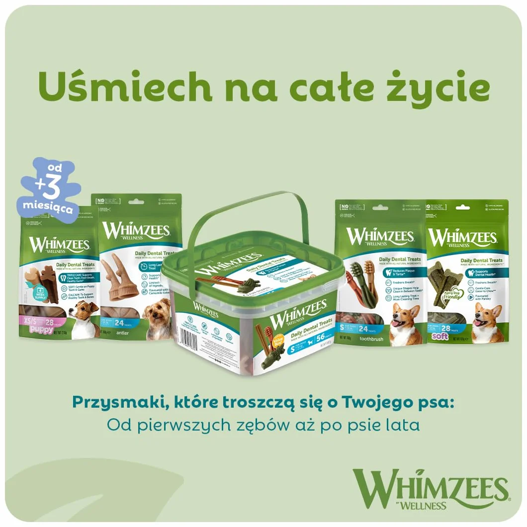 WHIMZEES Soft Stix S, 28 Sztuk – Rozmiar S, Gryzaki Dentystyczne dla Małych Psów, Naturalne, Bezzbożowe, Bez Dodatku Cukru