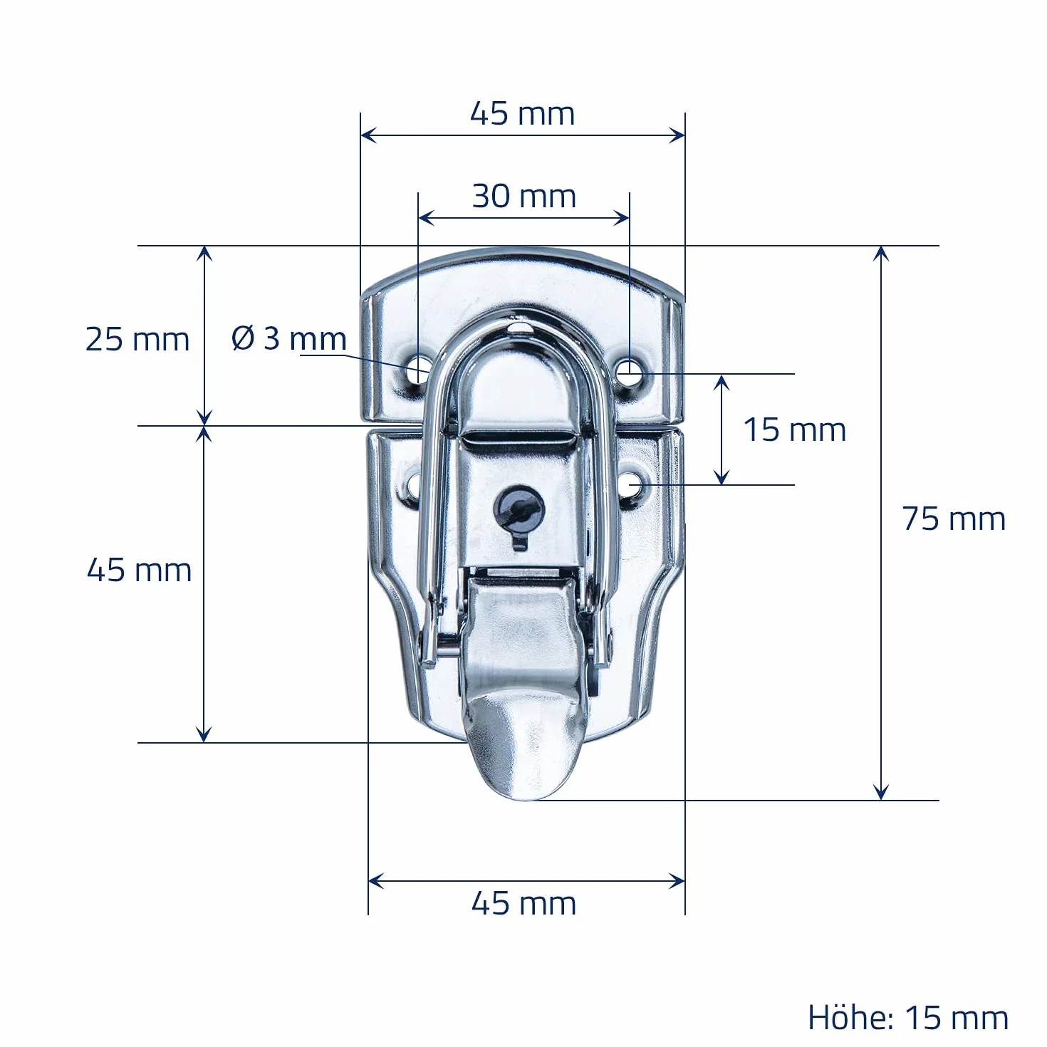 HMF 14985-09 zamknięcie zaciskowe z zamkiem | 2 sztuki | 45 x 75 mm | srebrno ocynkowany