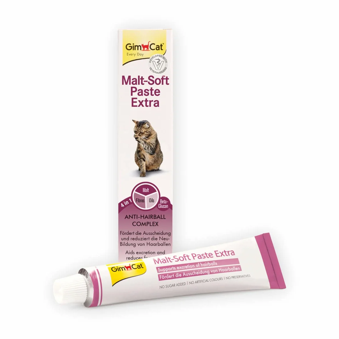 GimCat Pasta Malt-Soft Extra - Przekąska dla kotów Anti-Hairball wspomaga wydalanie kul włosowych - 1 tubka (1 x 100 g)