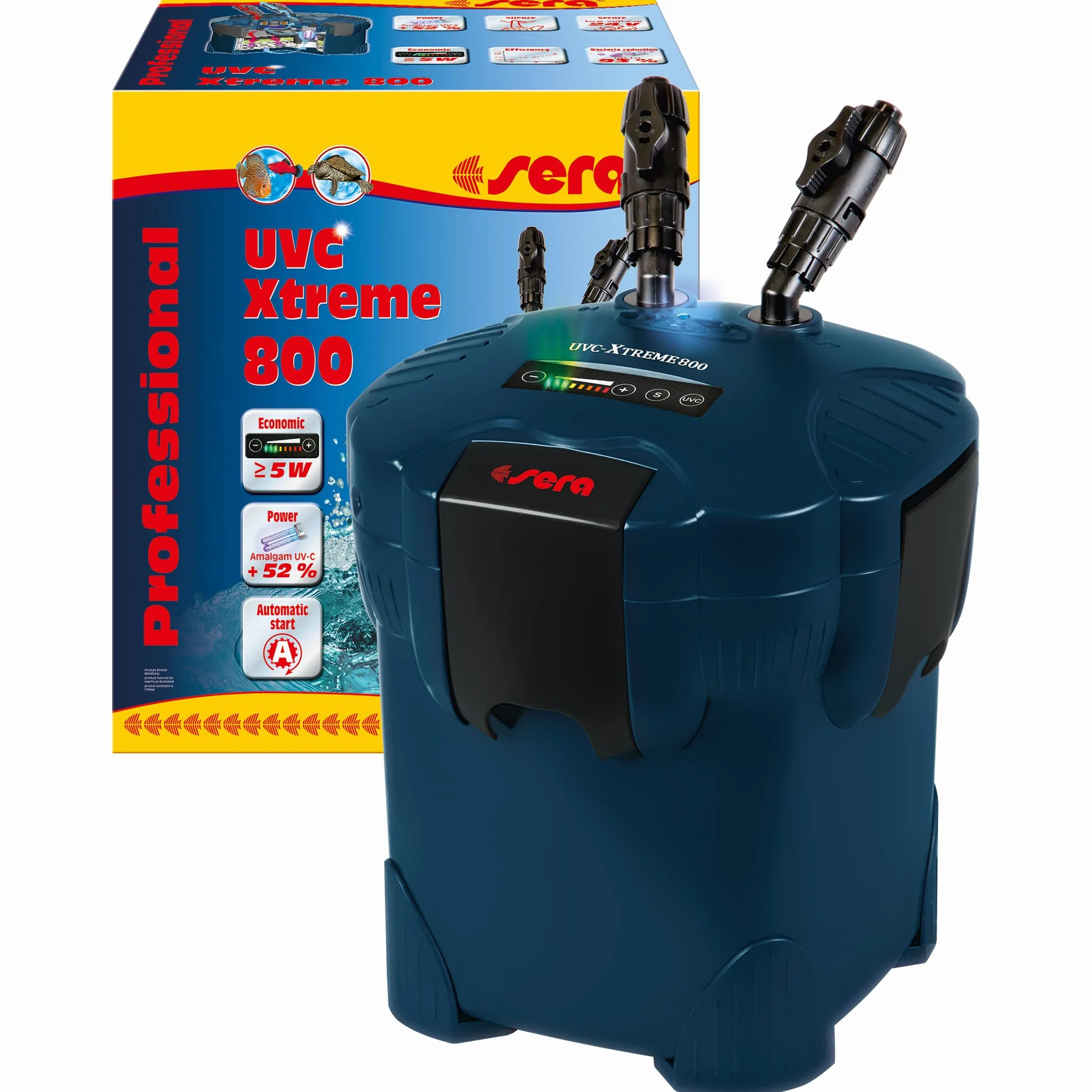 sera Filtr zewnętrzny UVC-Xtreme 800 z wbudowanym filtrem UV-C i elektronicznie sterowanym filtrem zewnętrznym do akwariów do 800 litrów – energooszczędny, ponieważ moc może być regulowana