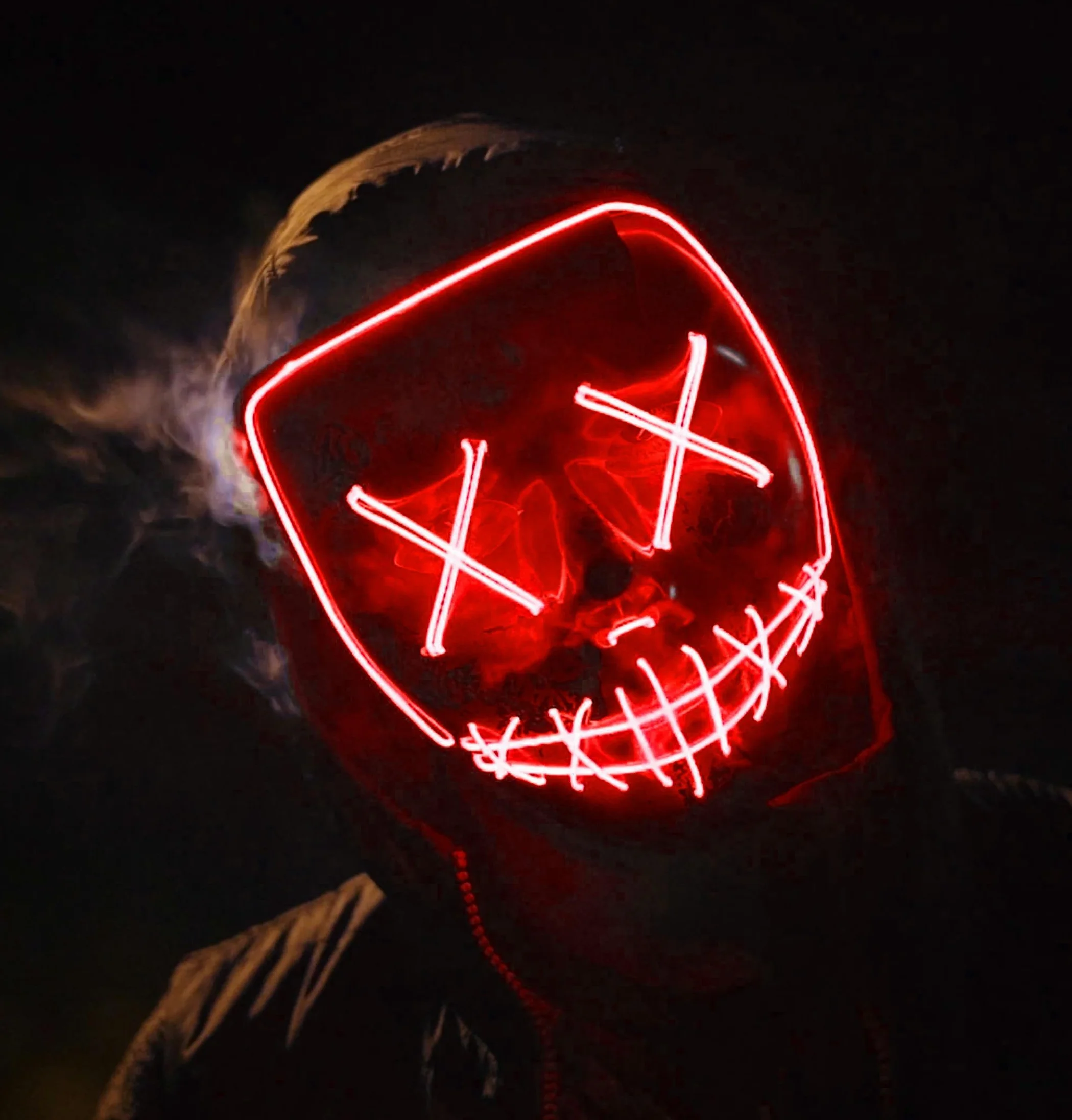 FASCHINFEVER Maska czyszcząca LED – maska kostiumowa sterowana na Halloween, karnawał i karnawał, jako kostium dla mężczyzn i kobiet (wybór koloru)