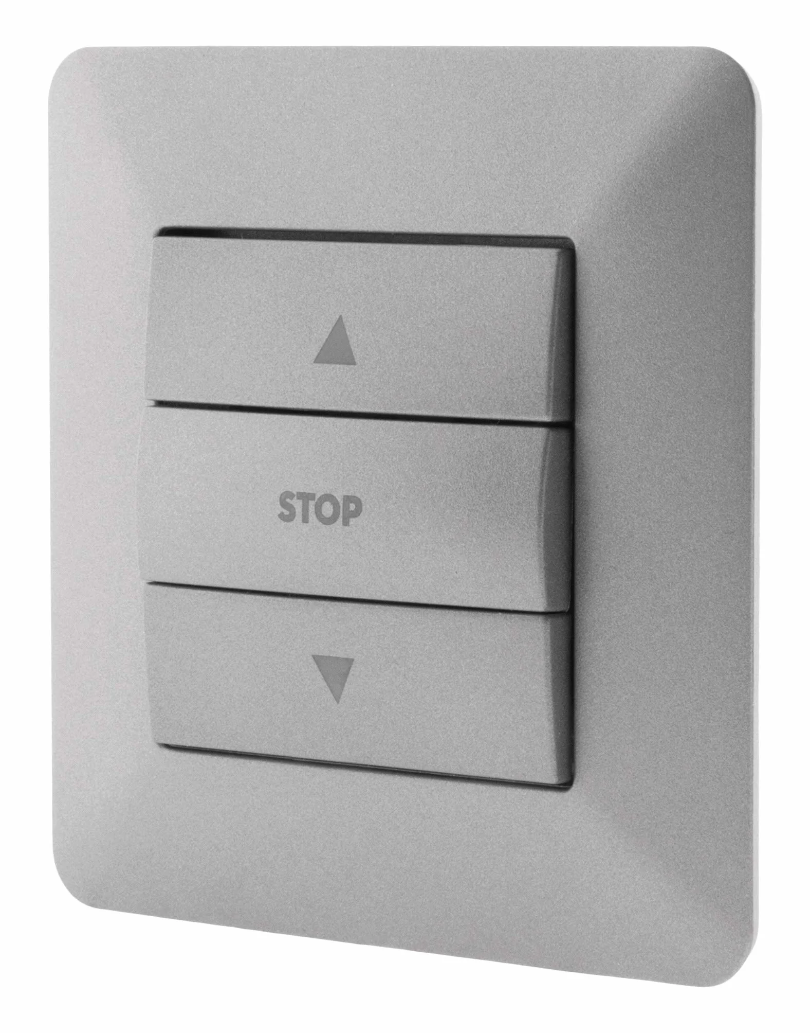 Zenitech - Przełącznik Roletowy Titanium - Matowe Wykończenie - 3 Przyciski Góra/Stop/Dół - Automatyczne Zaciski - Wspornik na Zatrzask - Płytka 86x86 mm - Kompatybilność z Puszką Podtynkową