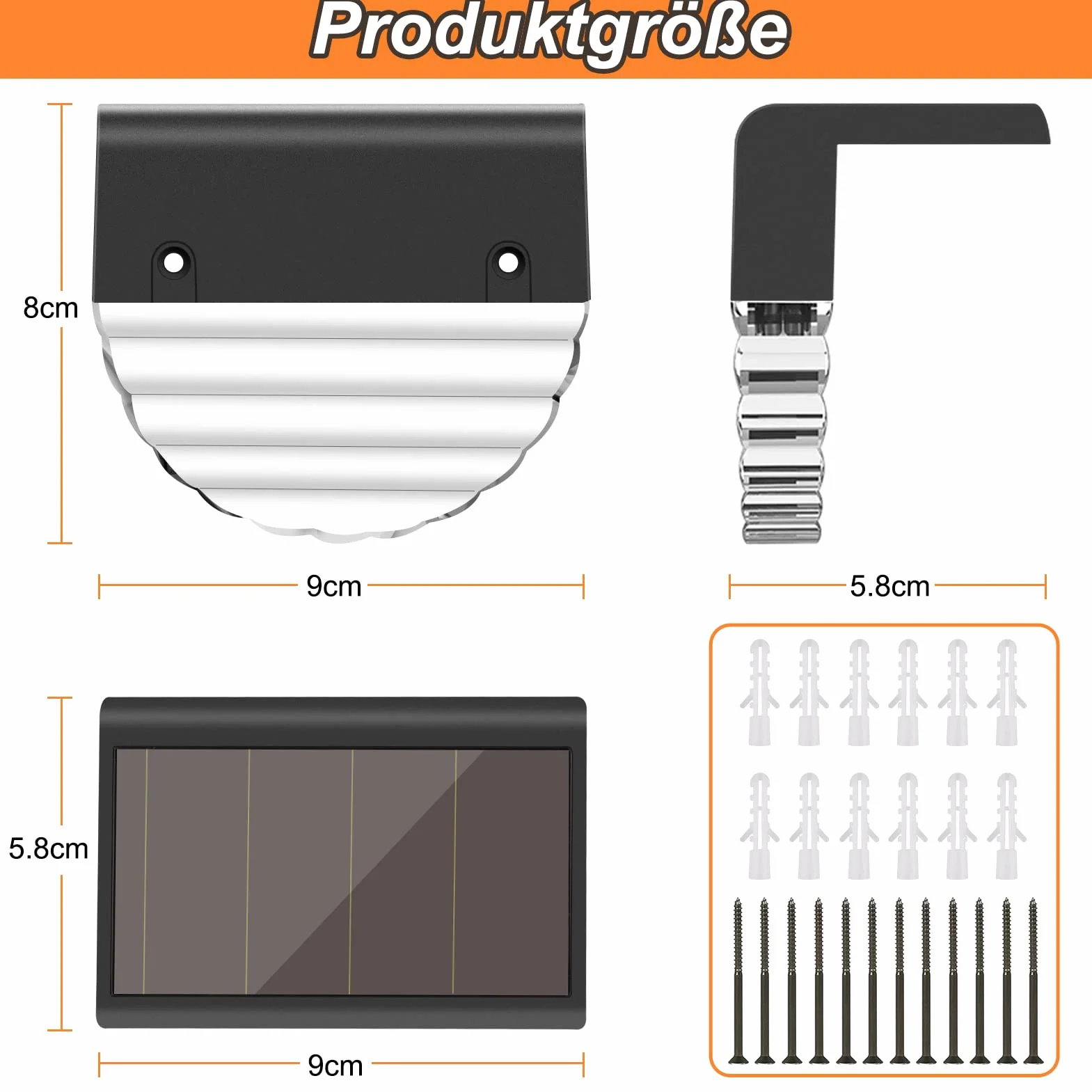 Fuqiduo Lampy solarne na zewnątrz, IP65, wodoszczelne lampy solarne z 2 trybami (ciepła biel i zmiana koloru), zasilana energią słoneczną lampa ścienna do ogrodzenia, ogrodu, tarasu, schodów – 6 sztuk