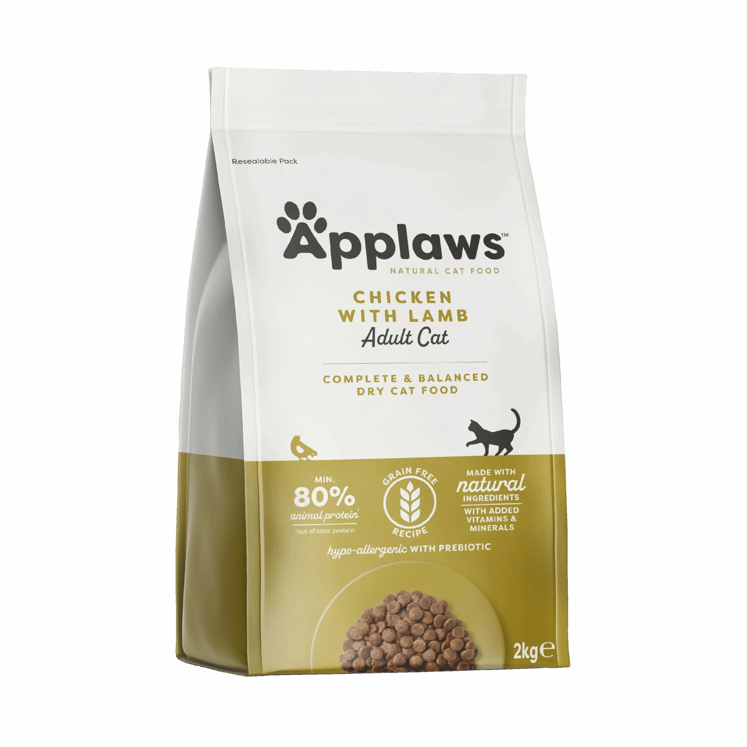 Applaws Kompleksowa i bezzbożowa naturalna sucha karma dla kotów, kurczak z jagnięciną dla dorosłych kotów, 2 kg