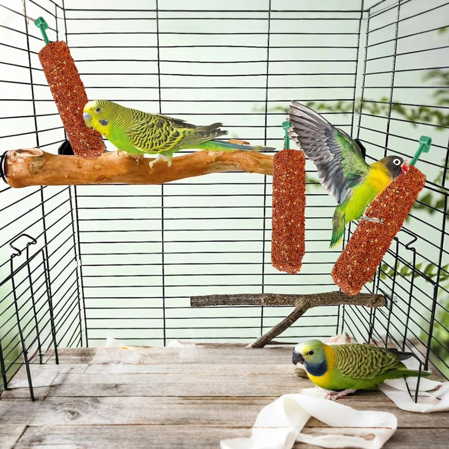 Parakeet Treats Sticks, Bird Snack Two, 5.51x0.98x0.98 inches Foraging Chew Food, Training Reward Bites, Nutritious Blend Formula, Ideal for Parrot, Finch, Myna, Conure Companions