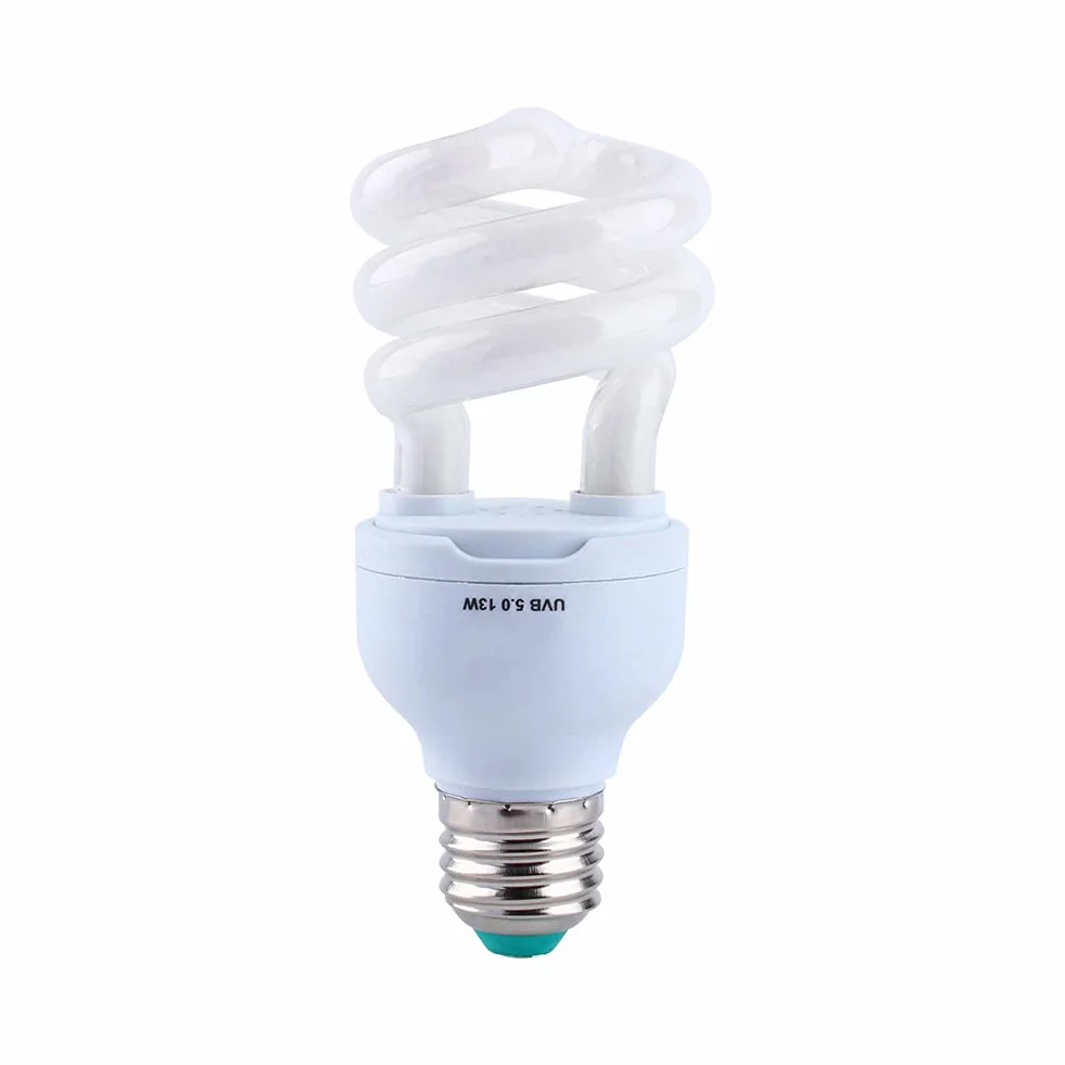 13W UVB 5.0, E27 Baza Energooszczędna Żółw Terrarium Terrarium Lampy REPTILE Żarówka UV, Wydajna do 50 cm, Symuluje pustynię, dostarcza promienie wapnia