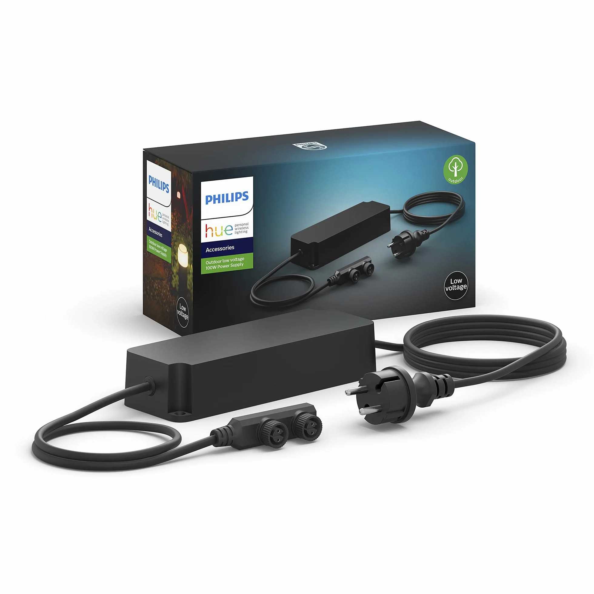 Philips Hue Outdoor Niskonapięciowy zasilacz zewnętrzny [do 100 W], do inteligentnego oświetlenia zewnętrznego Philips Hue, czarny