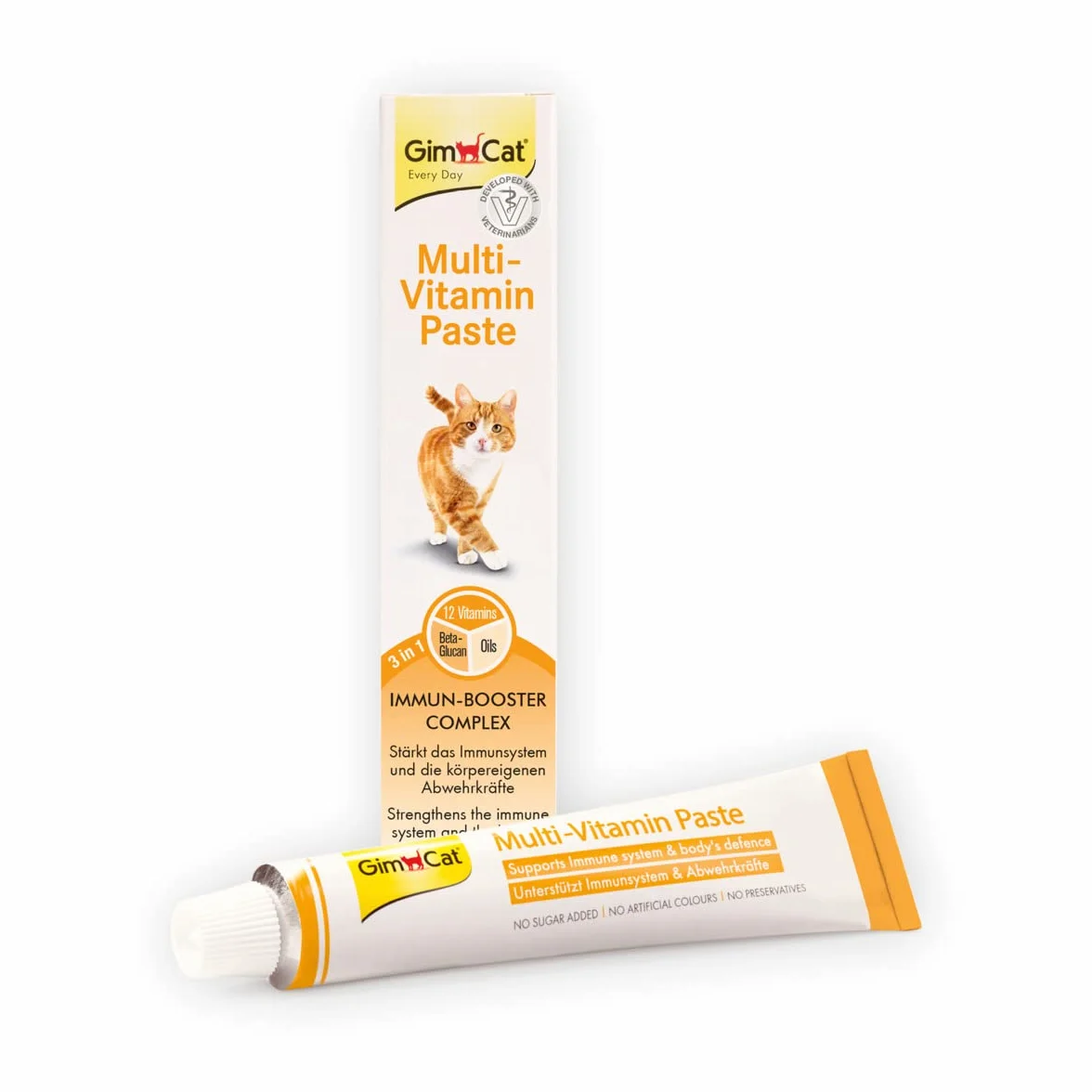 GimCat Multi-Vitamin pasta multiwitaminowa - Zdrowa przekąska dla kotów aktywuje siły obronne organizmu i wzmacnia układ odpornościowy - 1 tubka (1 x 100 g)