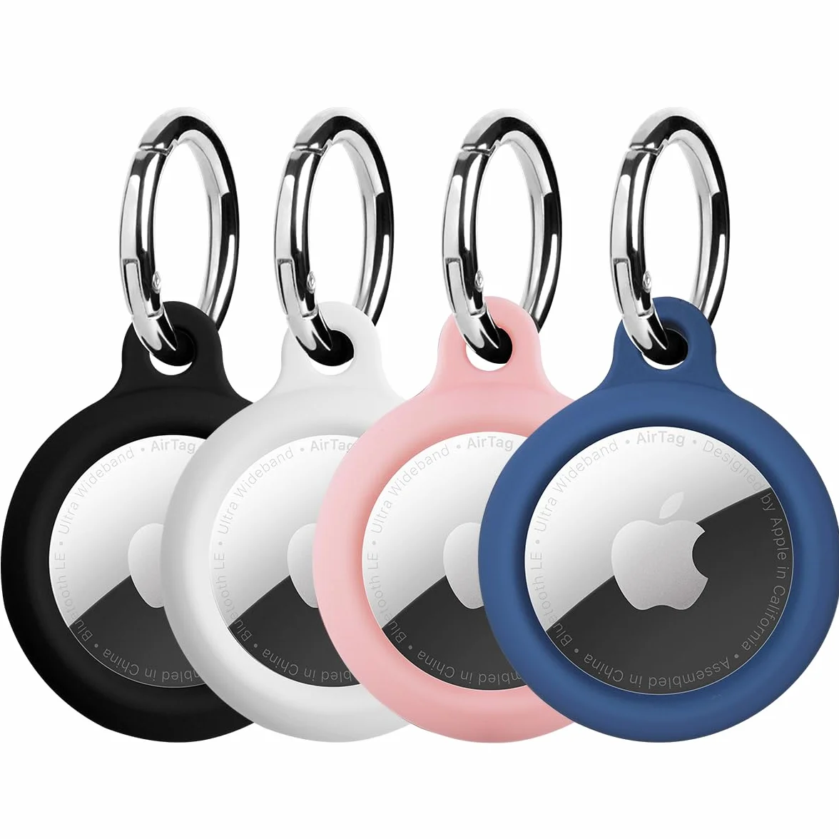 ELZO 4 szt. Tag Keychain, PU Leather Case Compatible with AirTag (2021), Anti-Loss, Fit For School Bags, Portfele, Brelok Clovers.