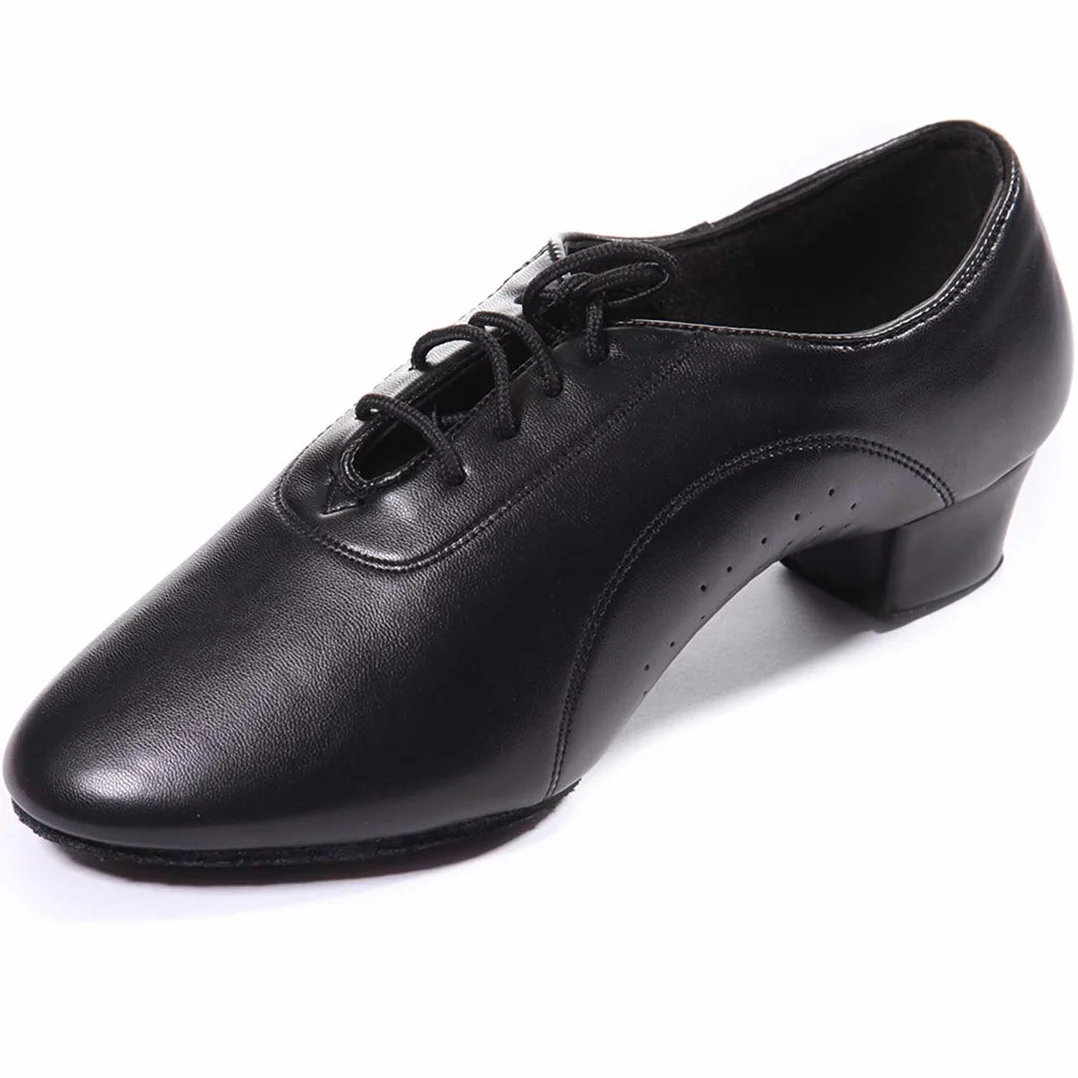 DoGeek Buty do tańca latynoskiego, okrągłe noski, średni obcas, 3 cm, buty latynoskie, balowe, męskie, czarne, do latyno/nowoczesnego/samba/chacha (lepiej wybierz jeden rozmiar większe)