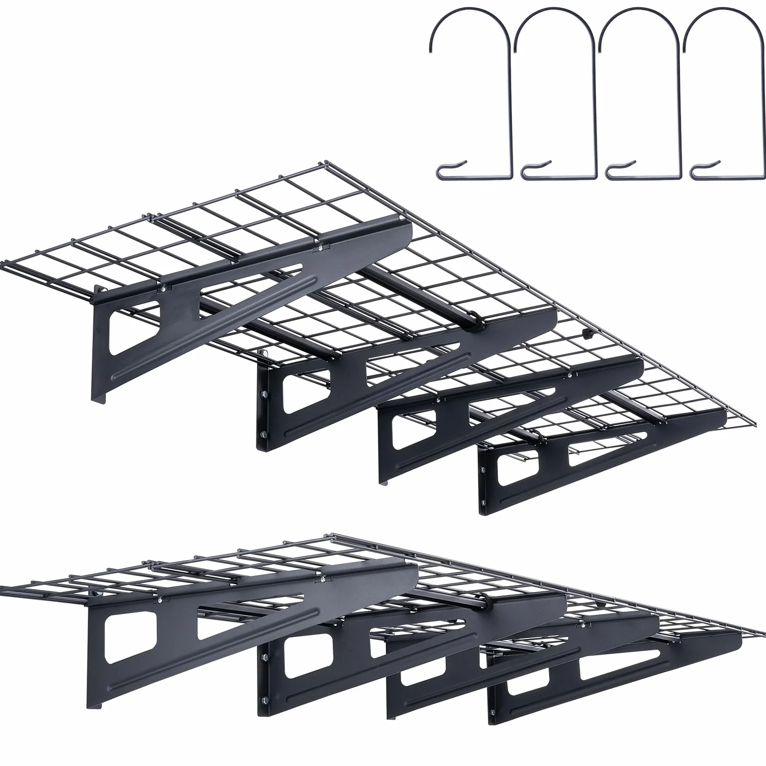 VEVOR 2 sztuki, 1,8 x 0,6 m wytrzymały montowany na ścianie, nośność 453 kg (całkowita) półki pływające, odpowiednie do sklepu, szopy, garażu, czarny, 183 x 62 x 20 cm