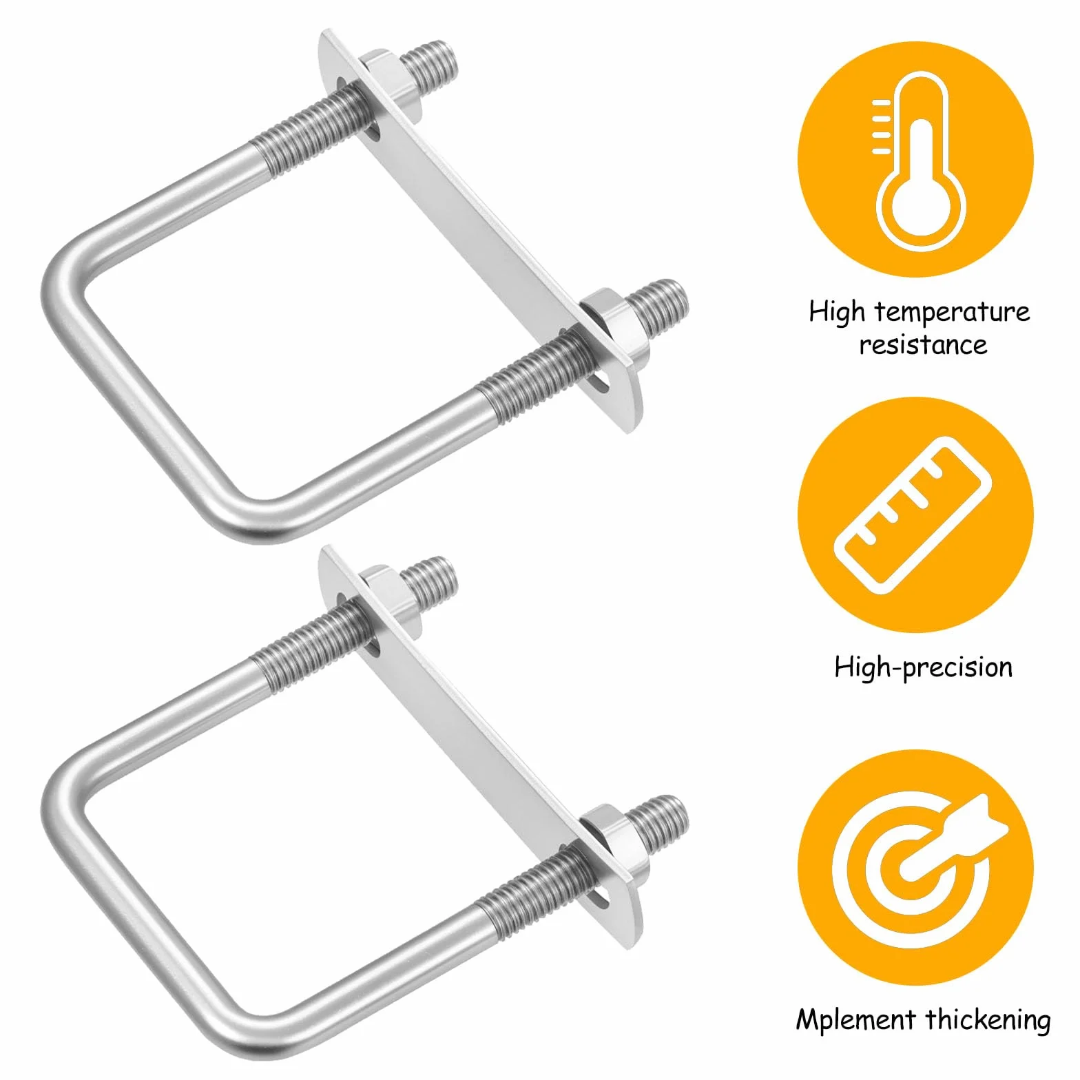 6 sztuk U Bolt, U Bolts M8 50 x 80 mm, metalowe zaciski U, kwadratowe śruby U ze stali nierdzewnej, z nakrętkami i podkładkami do mocowania rur, przyczepy samochodowe