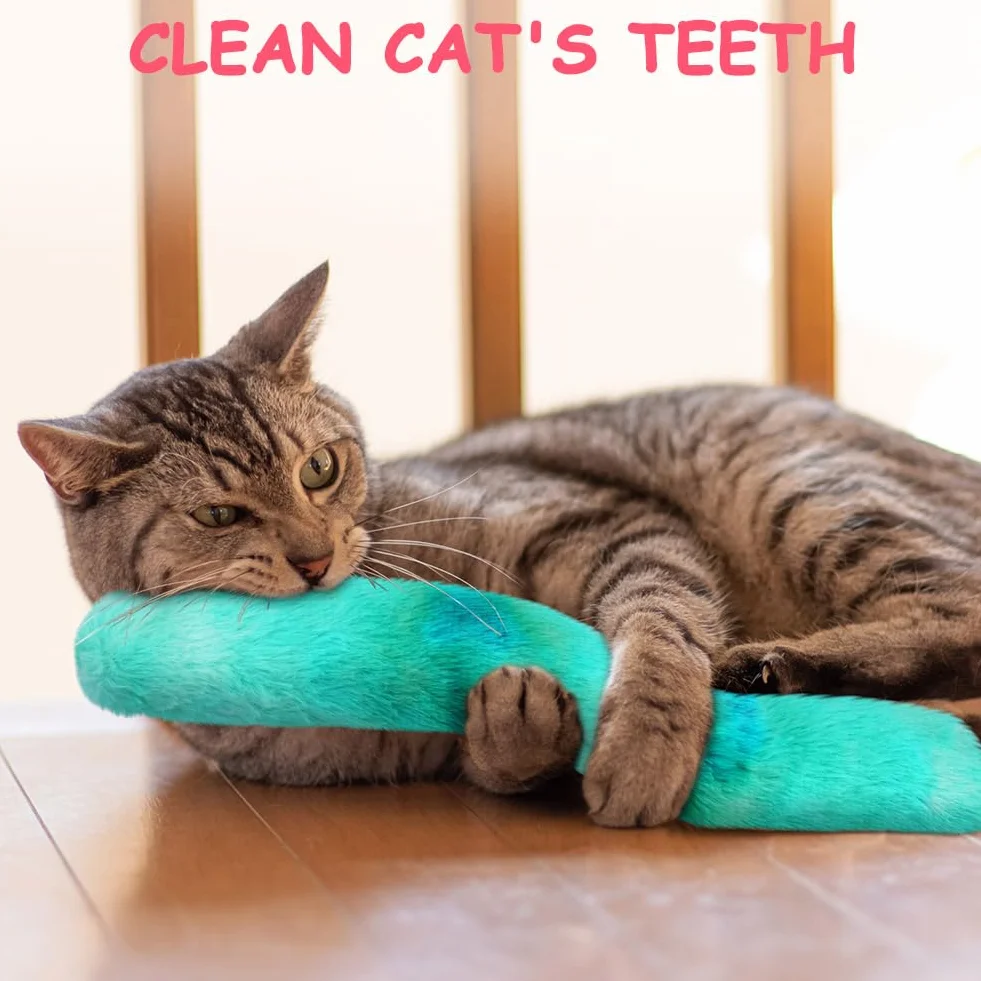 OSDUE Zabawki dla kota kocimiętka, 3-pak zabawek dla kociąt, poduszki w gradientowym kolorze, interaktywna zabawka z kocimi zębami, interaktywna pluszowa zabawka dla kotów, czyszczenie zębów