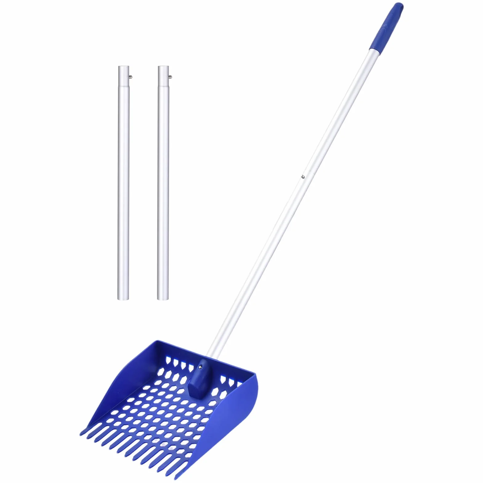 Poultry Sand Scoop, Chicken Coop Cleaning Shovel for Droppings and Bedding, Aluminum Mesh Tool with Ergonomic Detachable Handle, Lightweight Barn, Accessory for Ducks Rabbits Goats and Small Pets