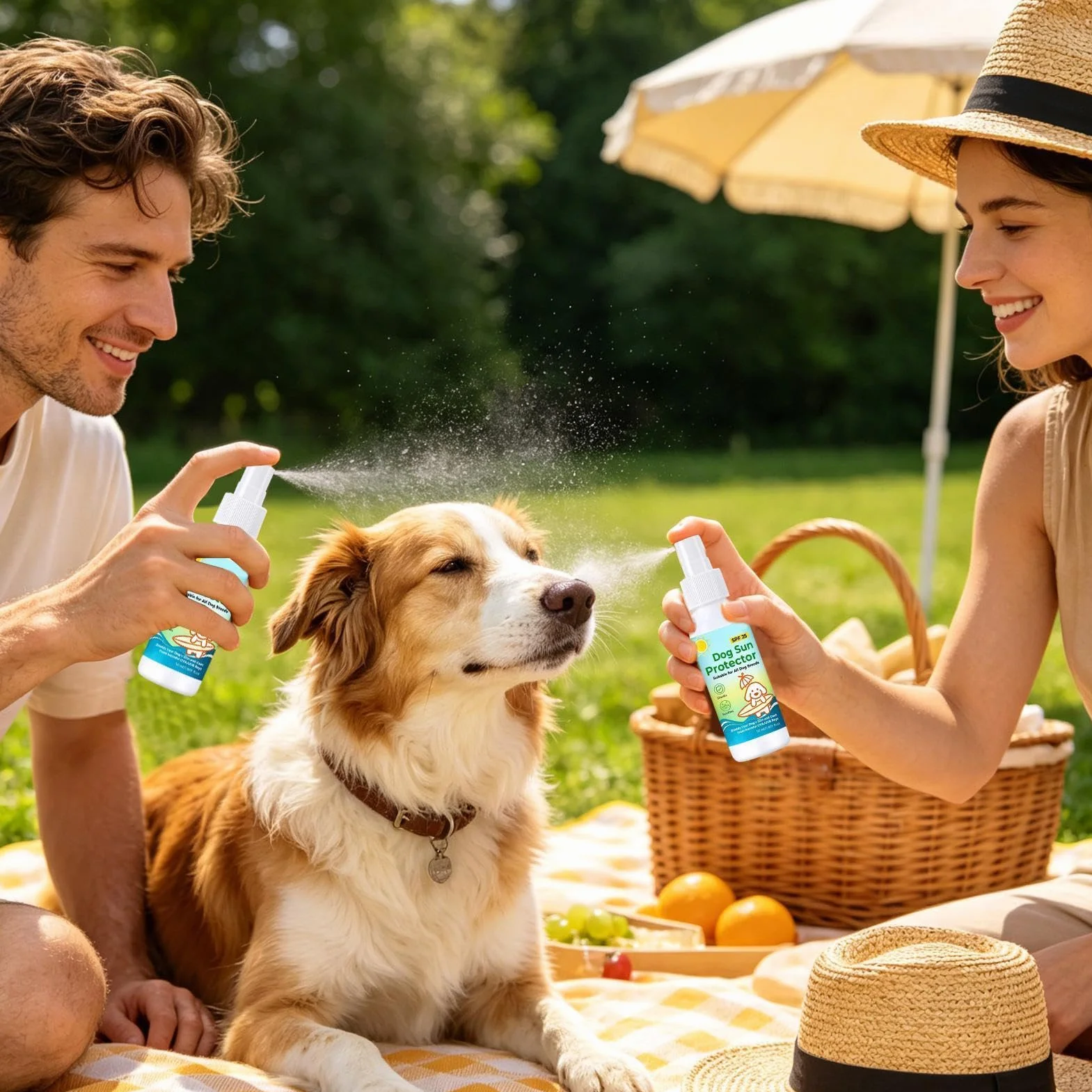Spray Z Filtrem Przeciwsłonecznym Dla Psów, Z Ochroną Spf 25, 50 Ml, Ochrona Przed Promieniowaniem UV Na Bazie Oleju Dla Psów, Filtr Przeciwsłoneczny Zwierząt Domowych, Odporna Na Pot Ochrona Prze